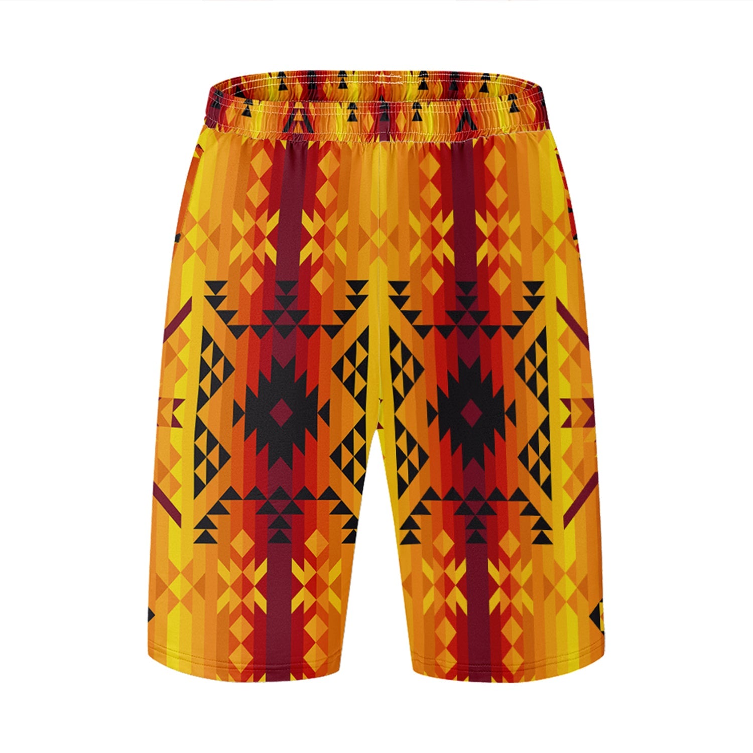 Desert Geo Yellow Athletic Shorts with Pockets