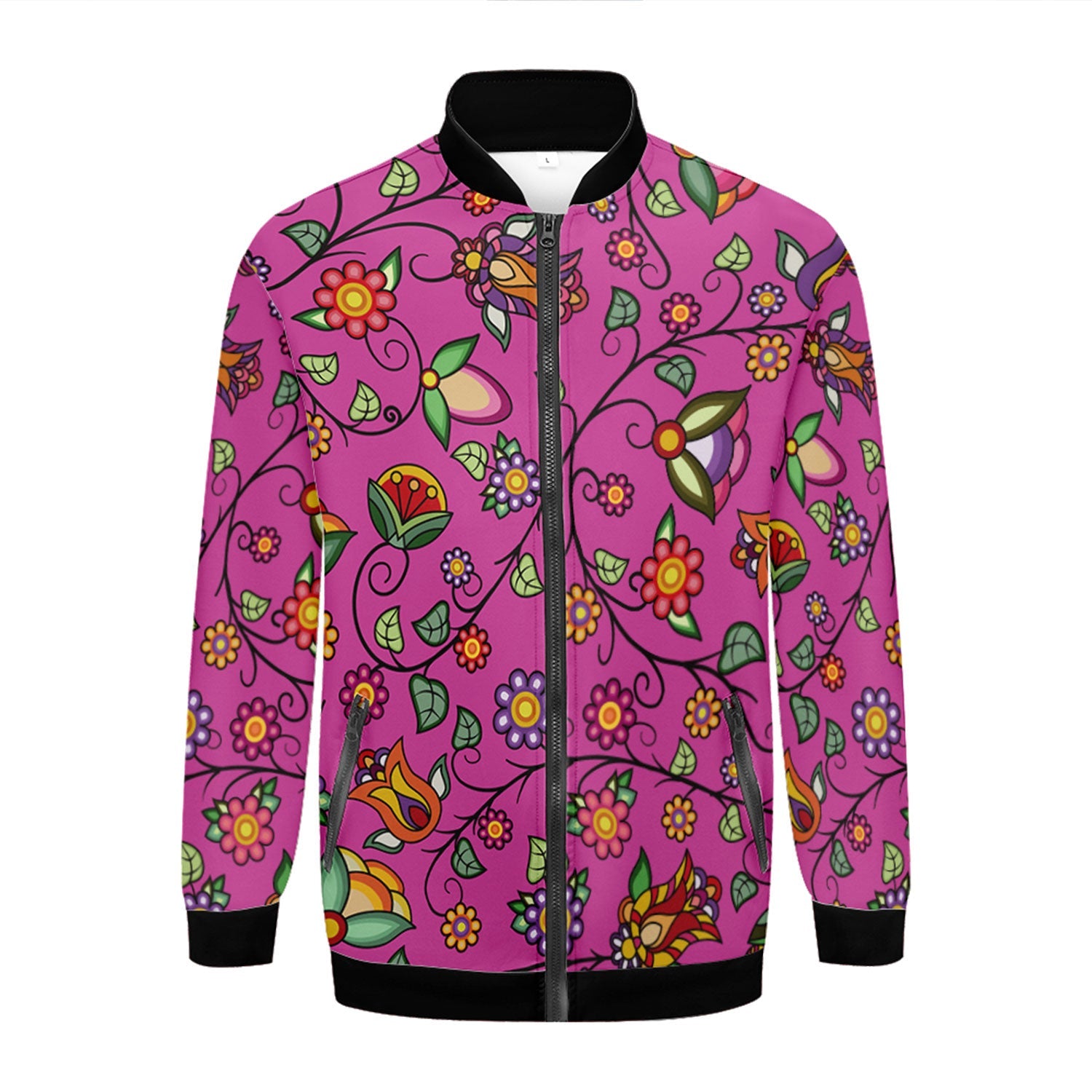 Heartbeat Petals Pink Zippered Collared Lightweight Jacket