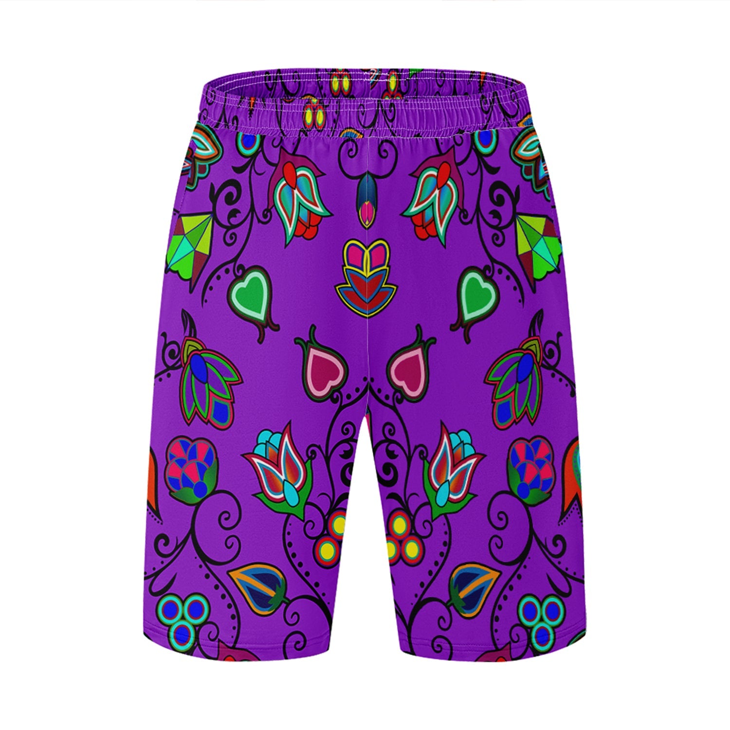 Indigenous Paisley Dark Orchid Athletic Shorts with Pockets