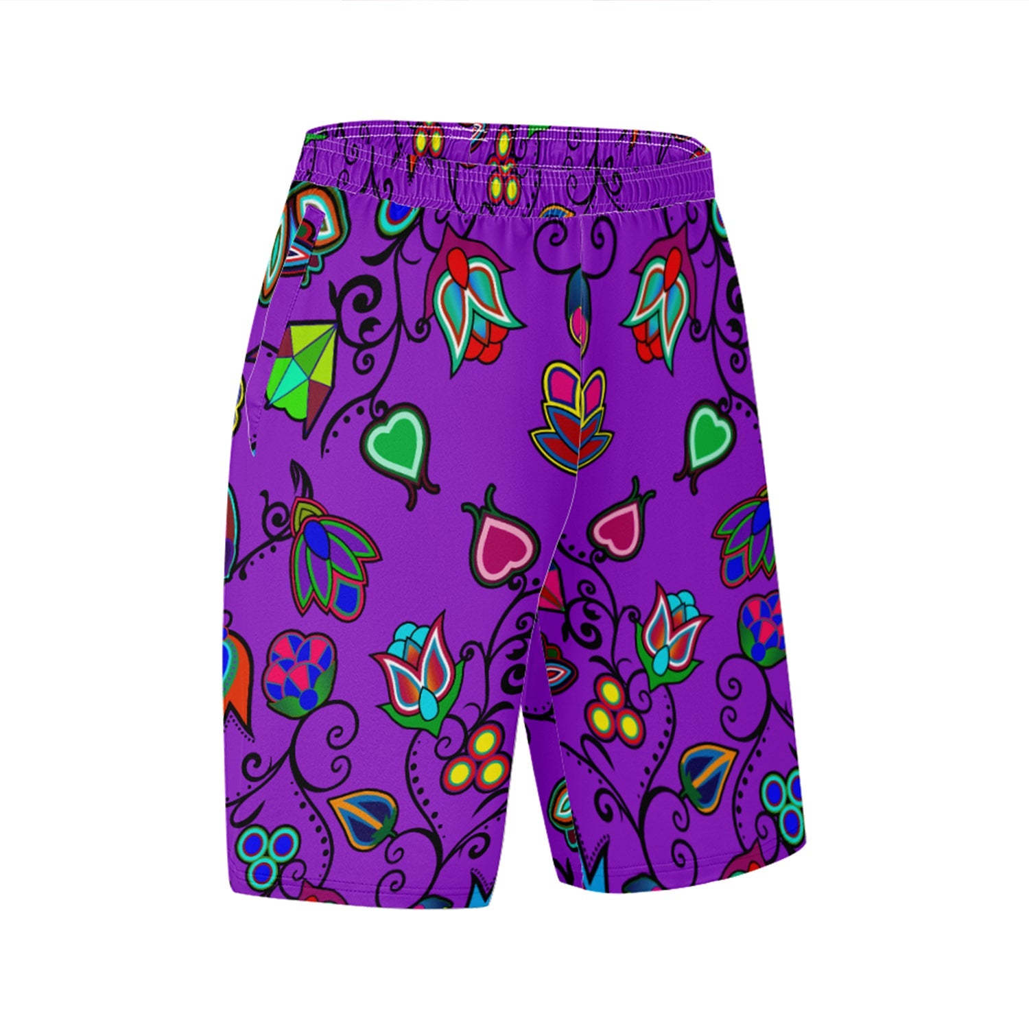 Indigenous Paisley Dark Orchid Athletic Shorts with Pockets