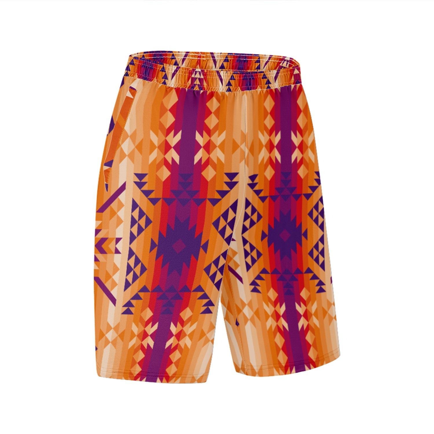 Desert Geo Athletic Shorts with Pockets