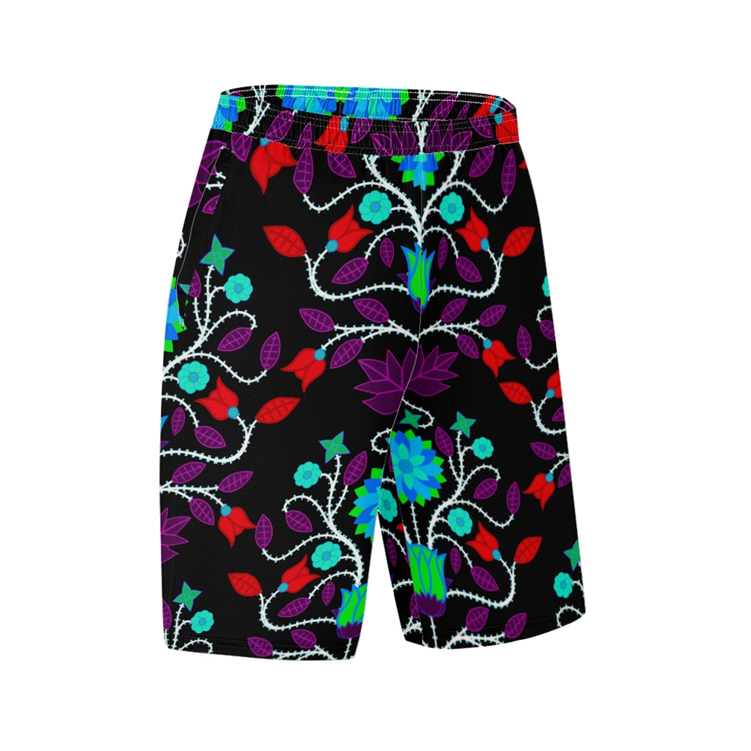 Floral Beadwork Four Clans Winter Athletic Shorts with Pockets