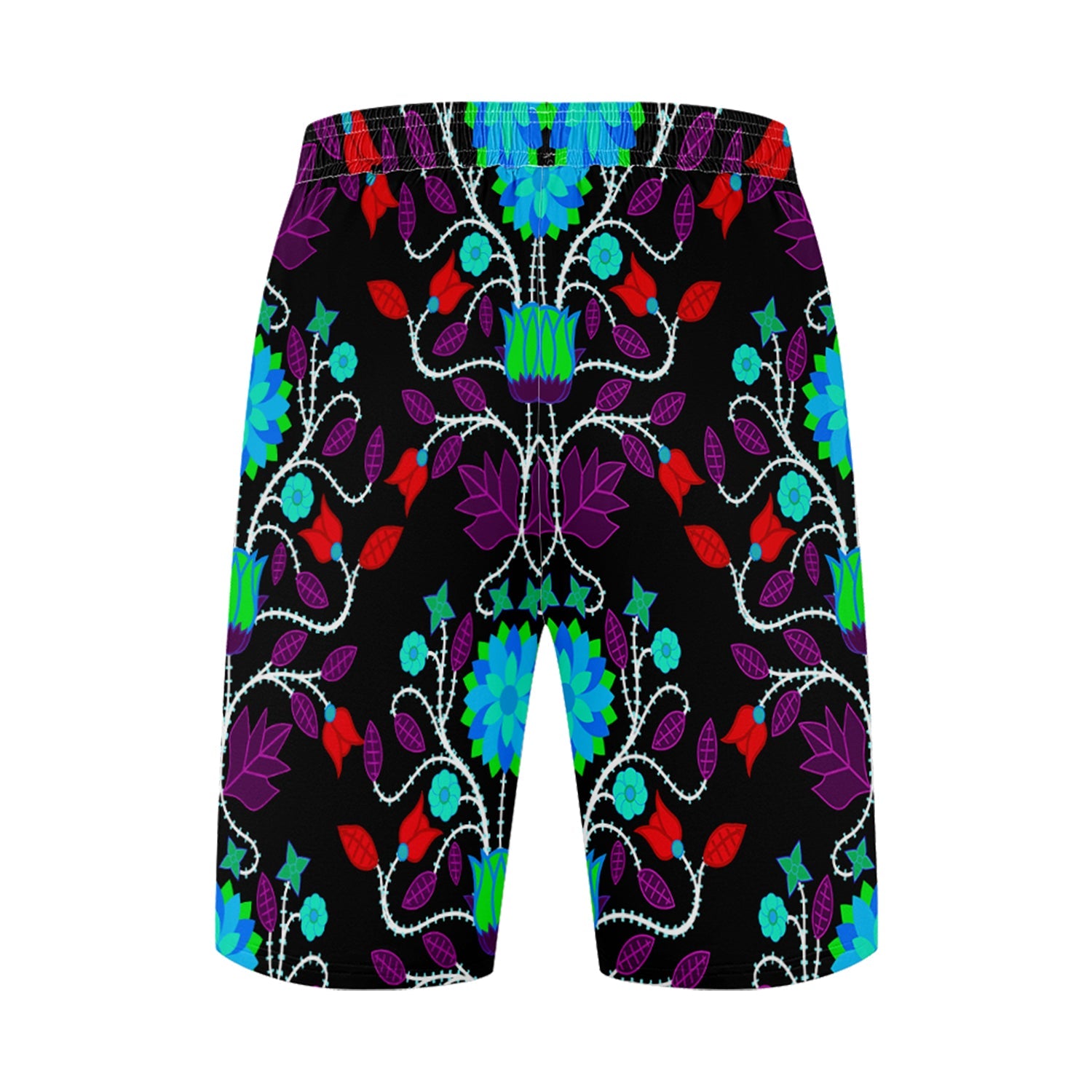 Floral Beadwork Four Clans Winter Athletic Shorts with Pockets