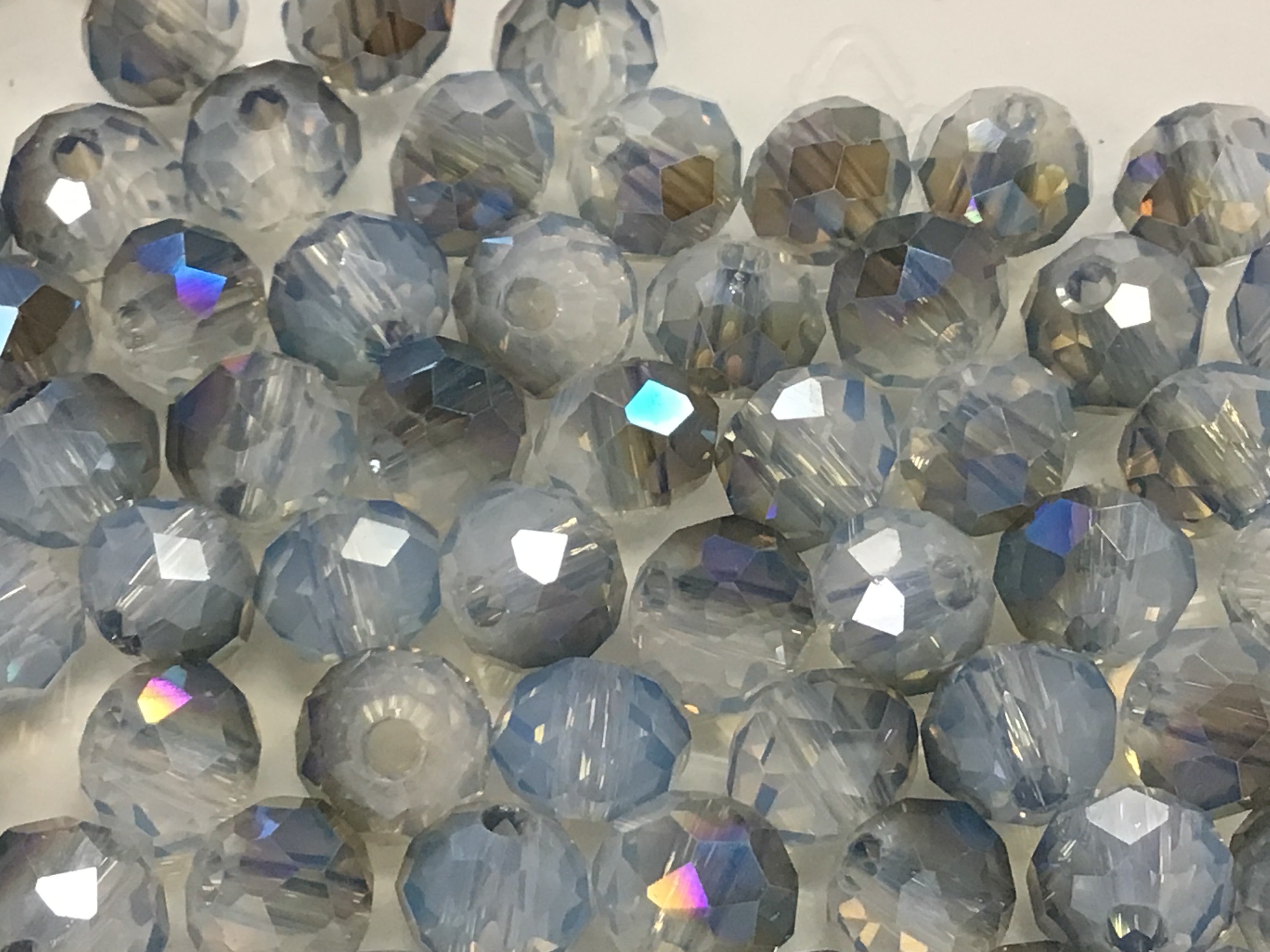 6mm Rondelle Glass Bead - Crystal Hail