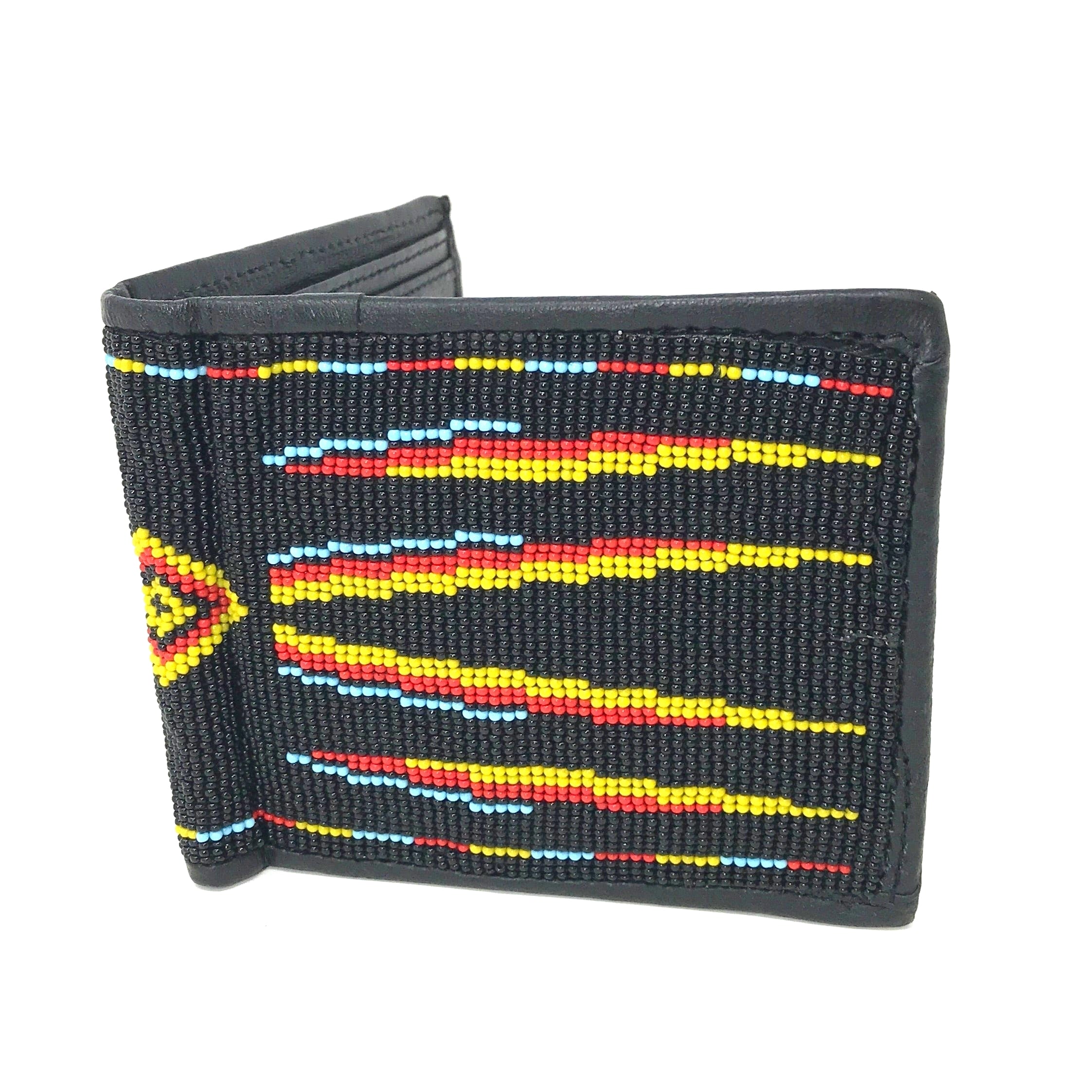 Beaded Wallet - Black with Stripes