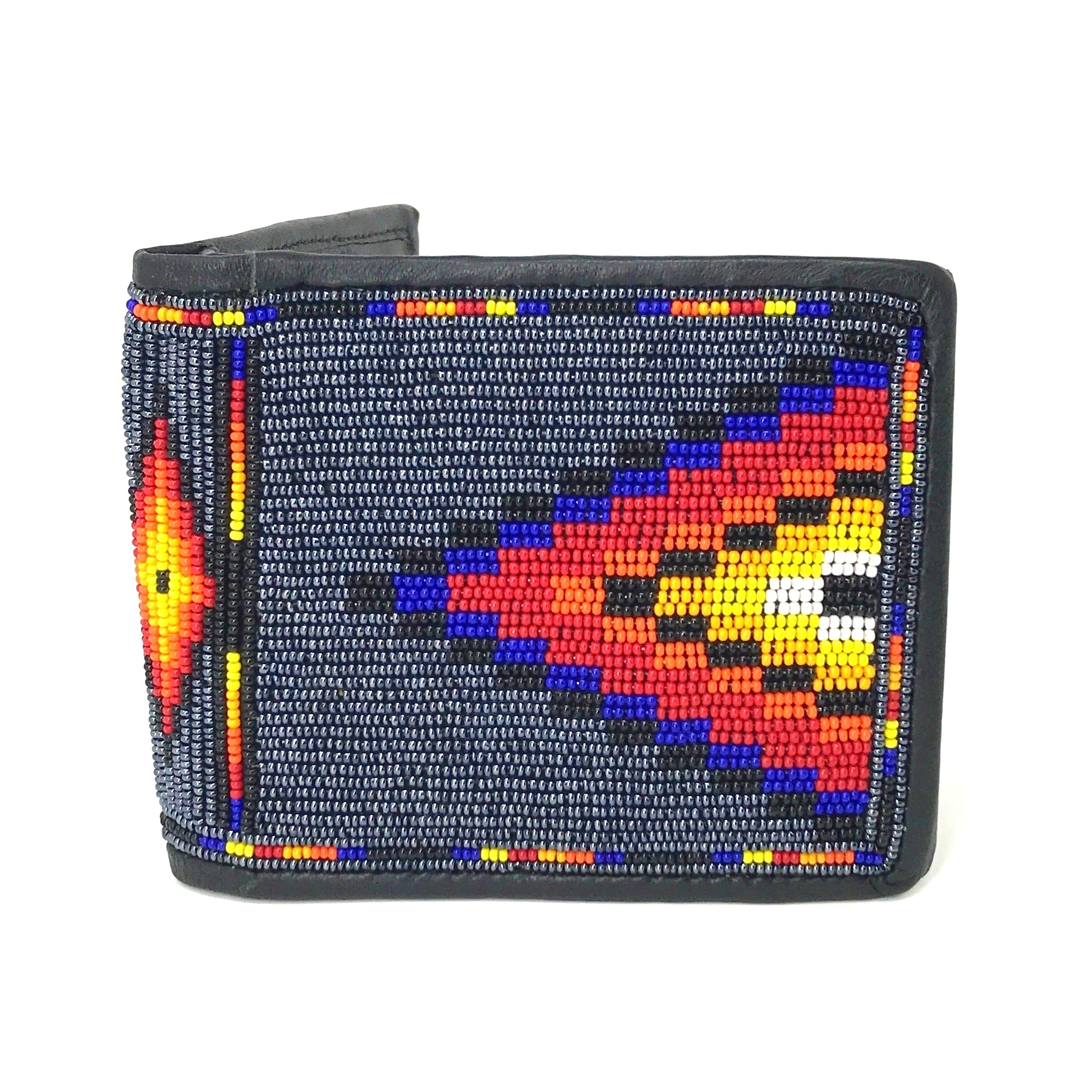Beaded Wallet - Charcoal Tipi