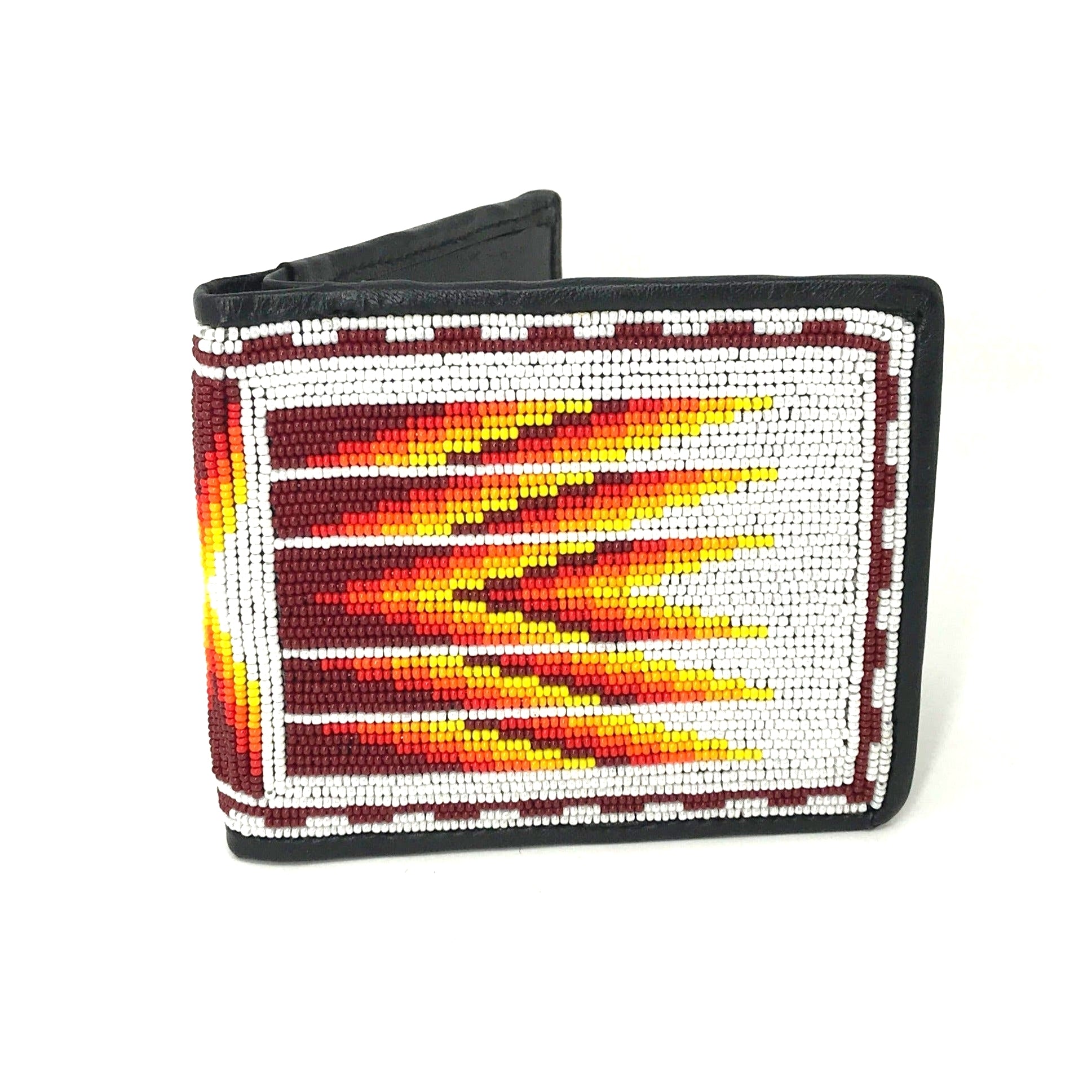 Beaded Wallet - White and Fire Colours