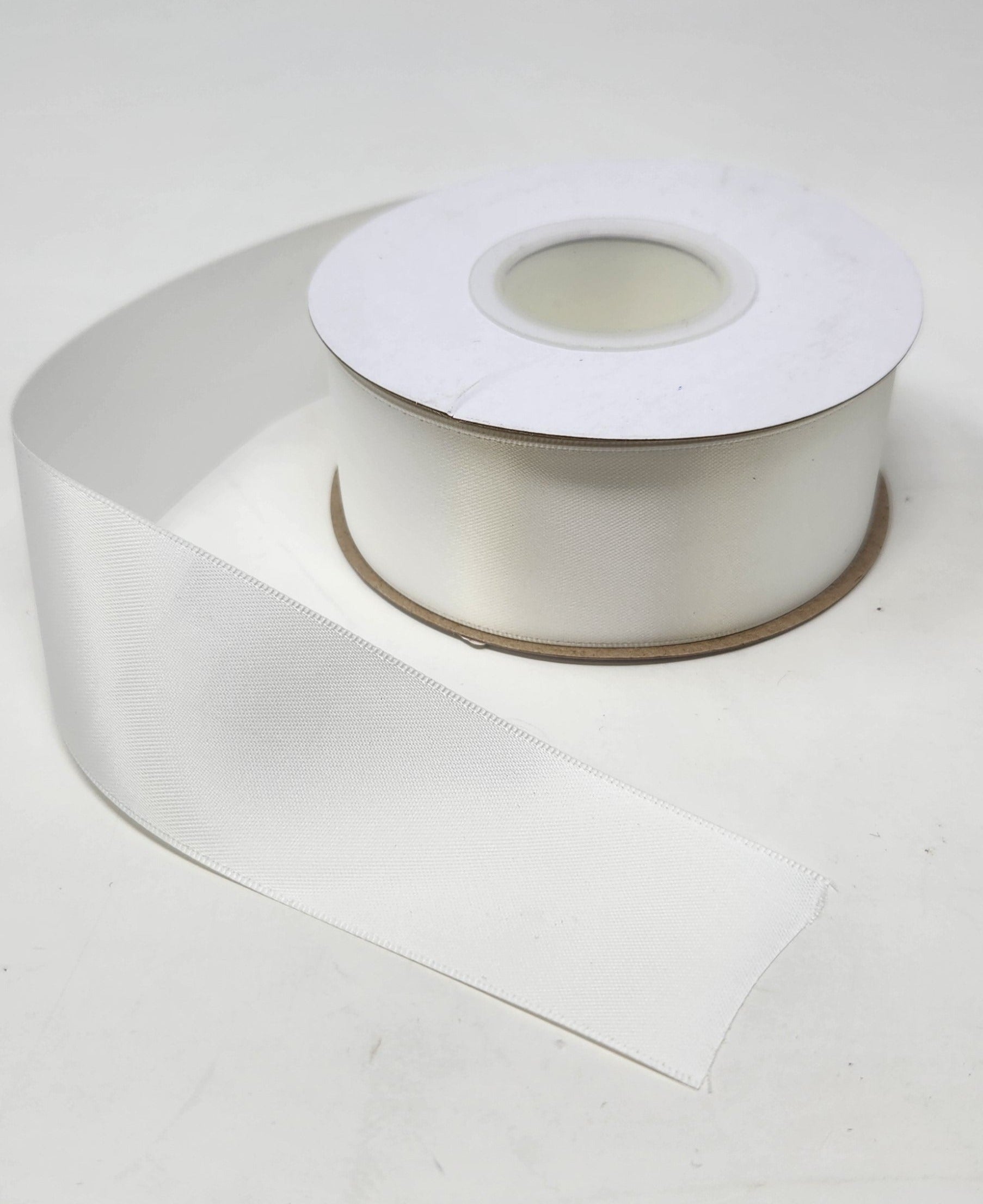 White 1.5 Inch Double Face Satin Ribbon 100 Yard Roll