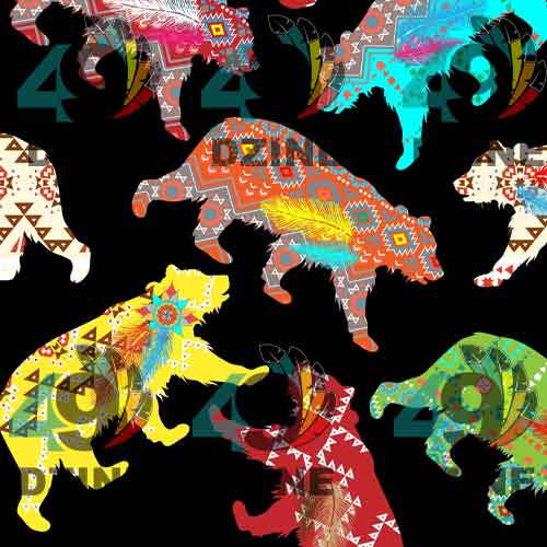 Animal Powwow Cotton Fabric by the Yard