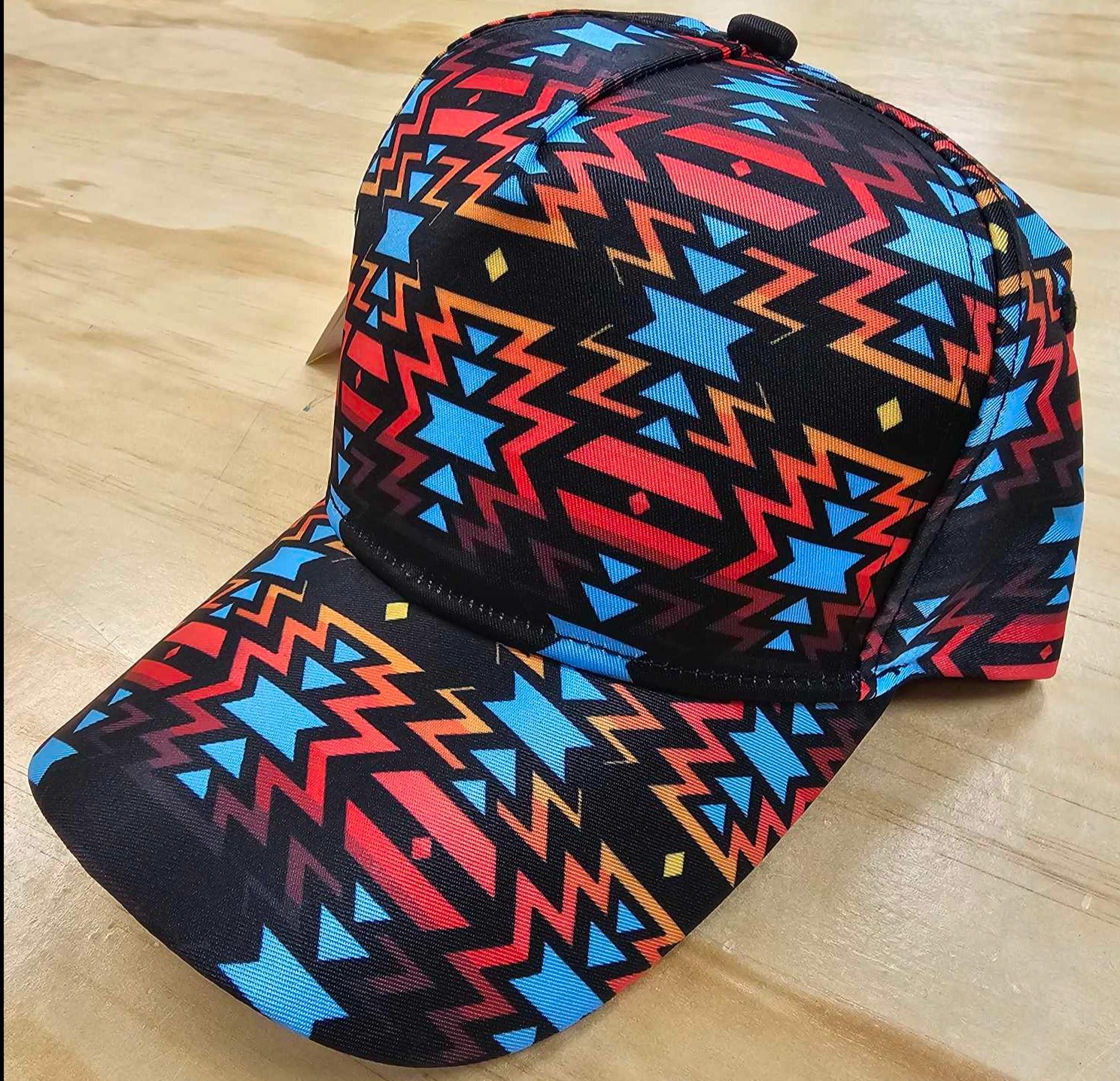 Black Fire and Turquoise Snapback Hat