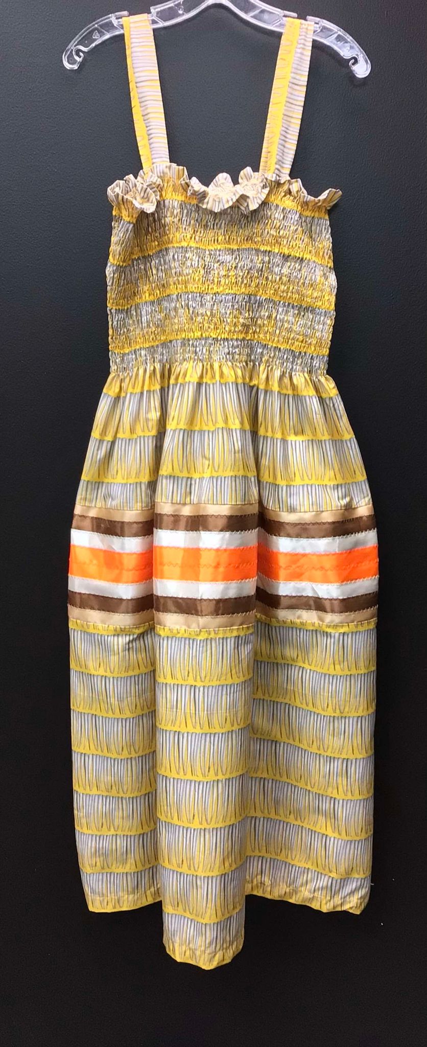 dentalium on yellow ribbon dress