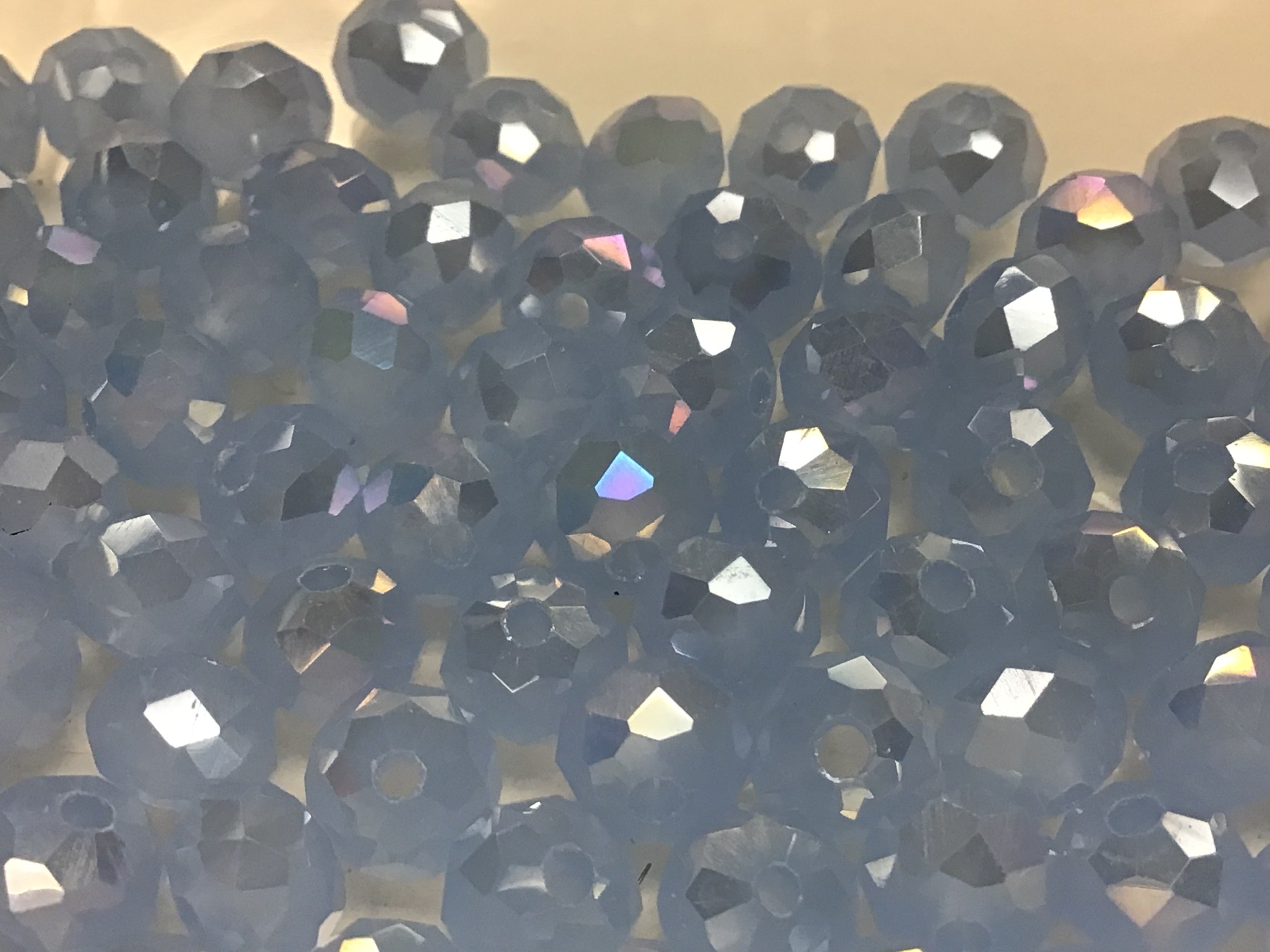 6mm Rondelle Glass Bead - Crystal Hay