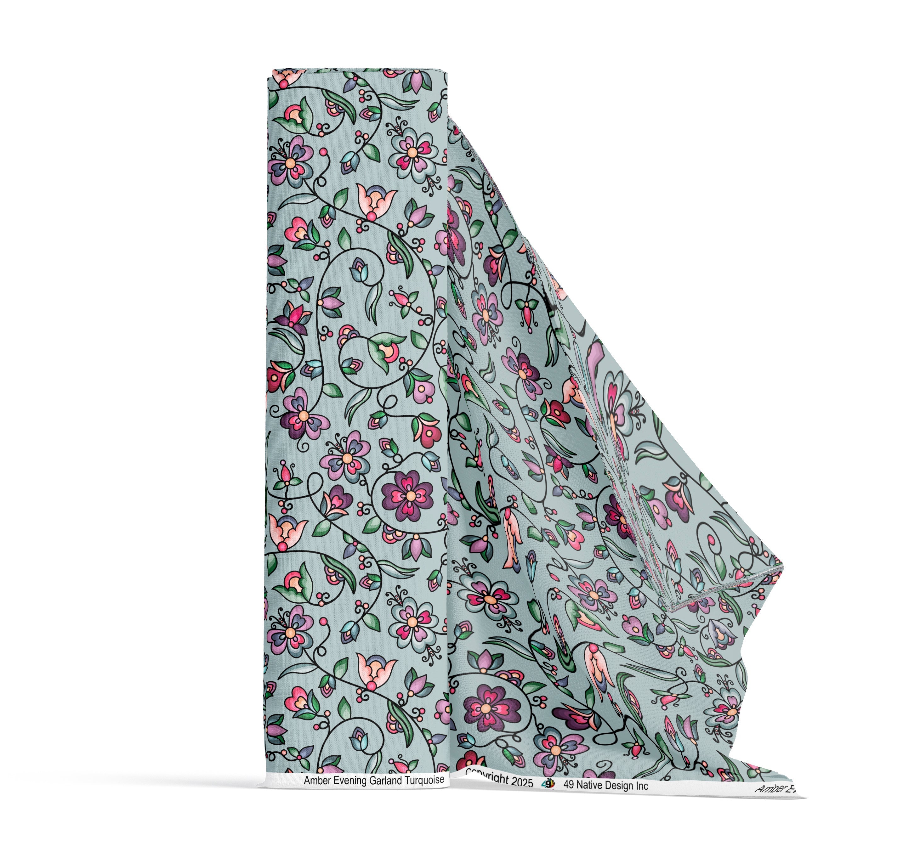 Amber Evening Garland Turquoise Cotton Poplin