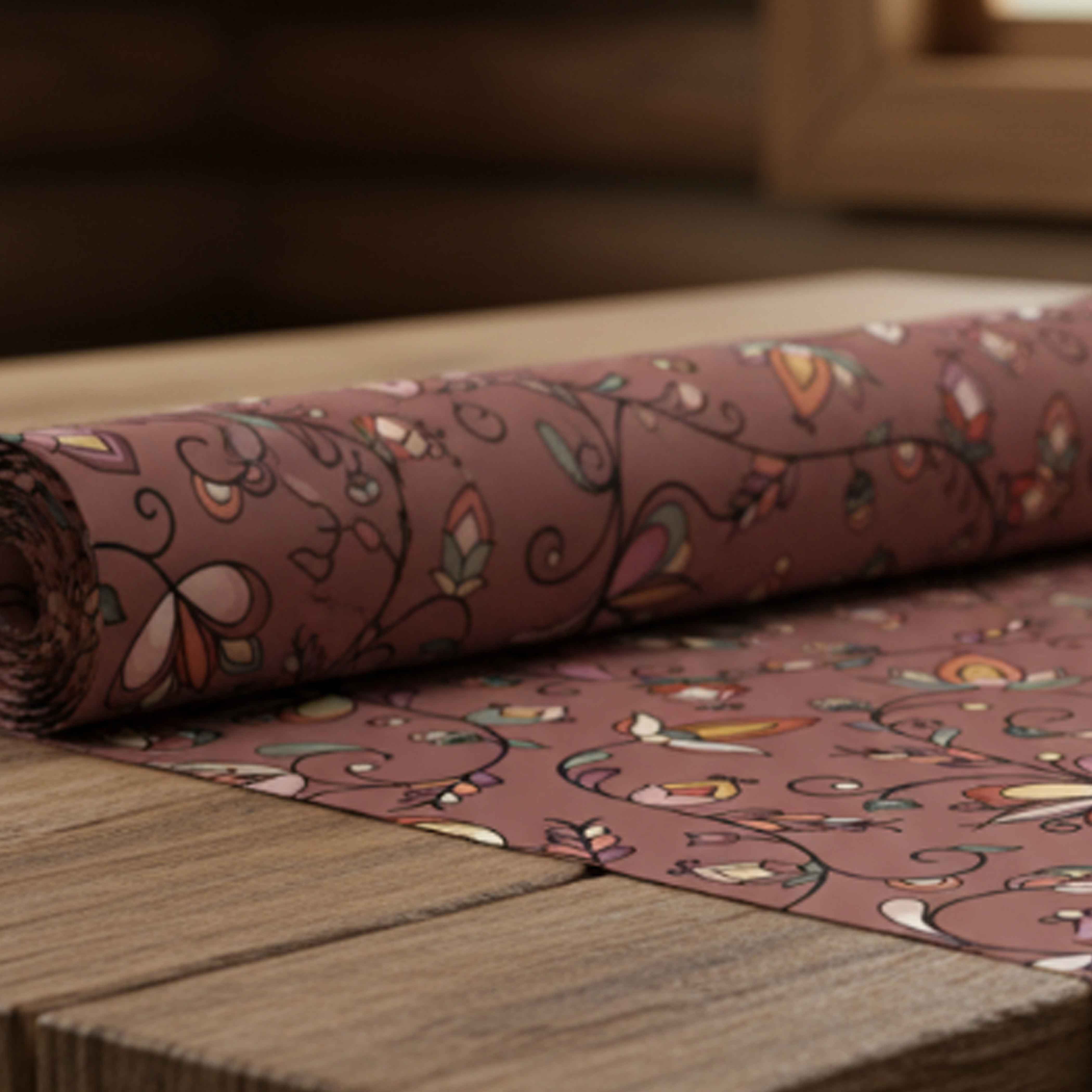 Burnt Sky Petals Brown Cotton Poplin