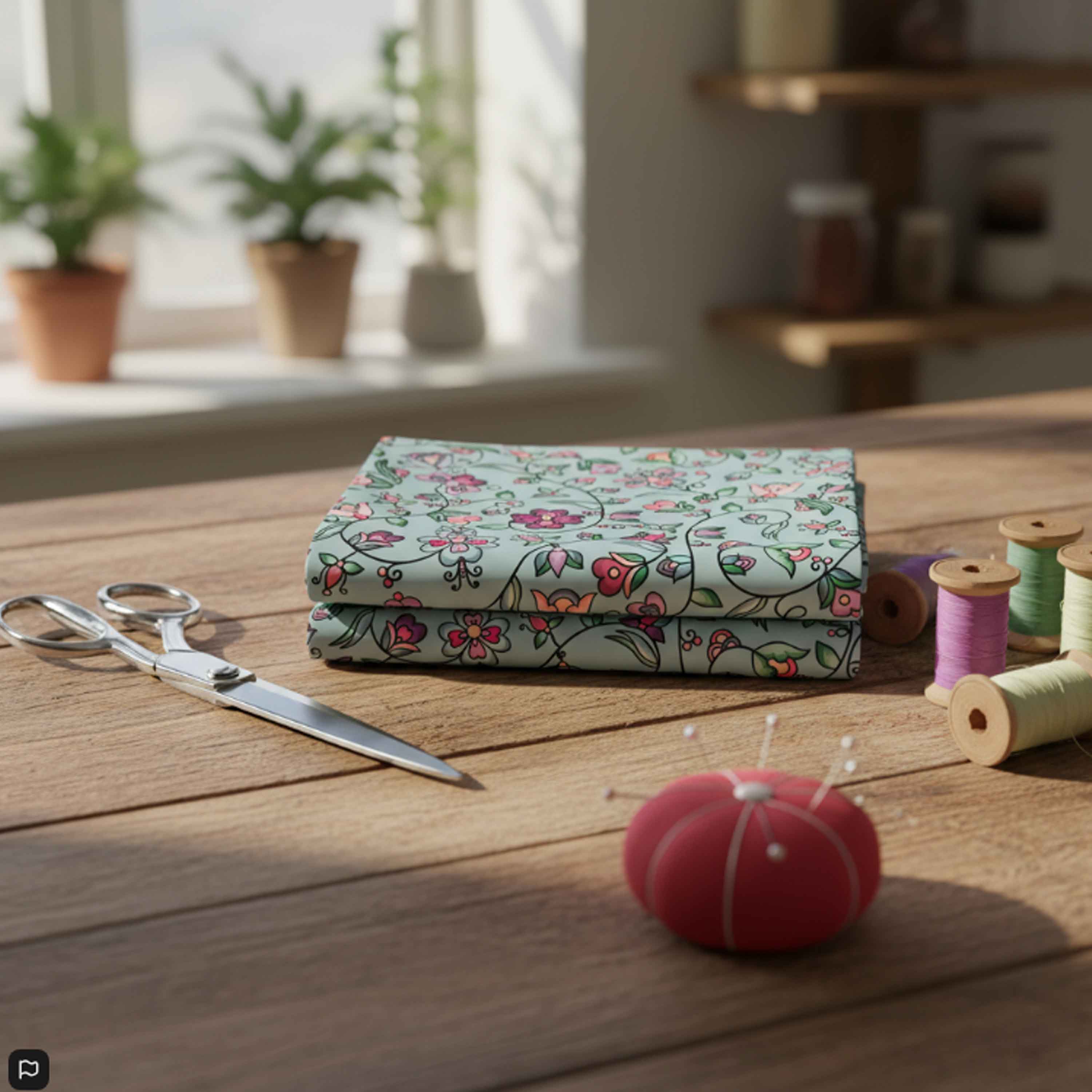 Amber Evening Garland Turquoise Cotton Poplin