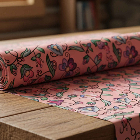 Amber Evening Garland Peach Satin Fabric