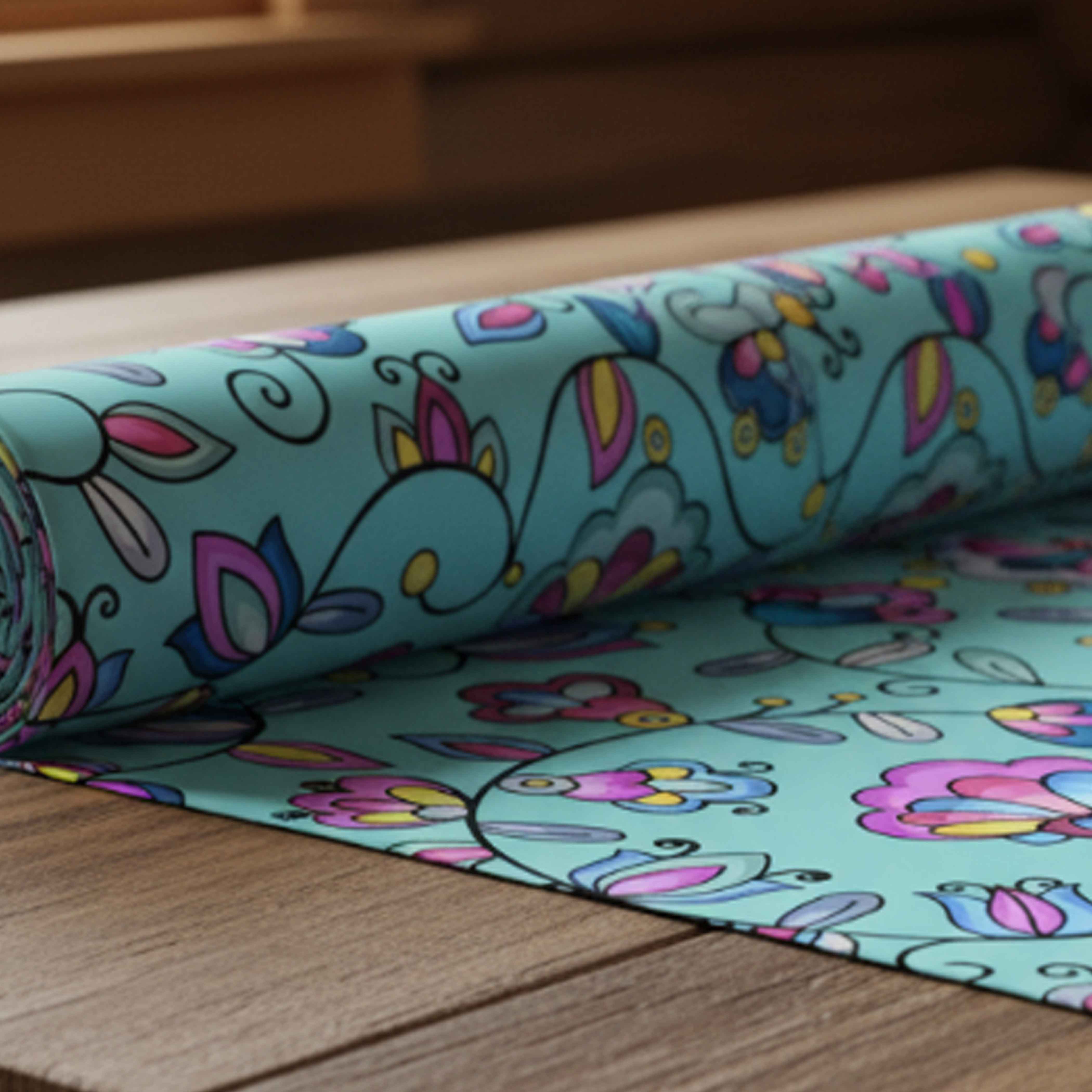 Autumn Bundle Blessing Turquoise Cotton Poplin