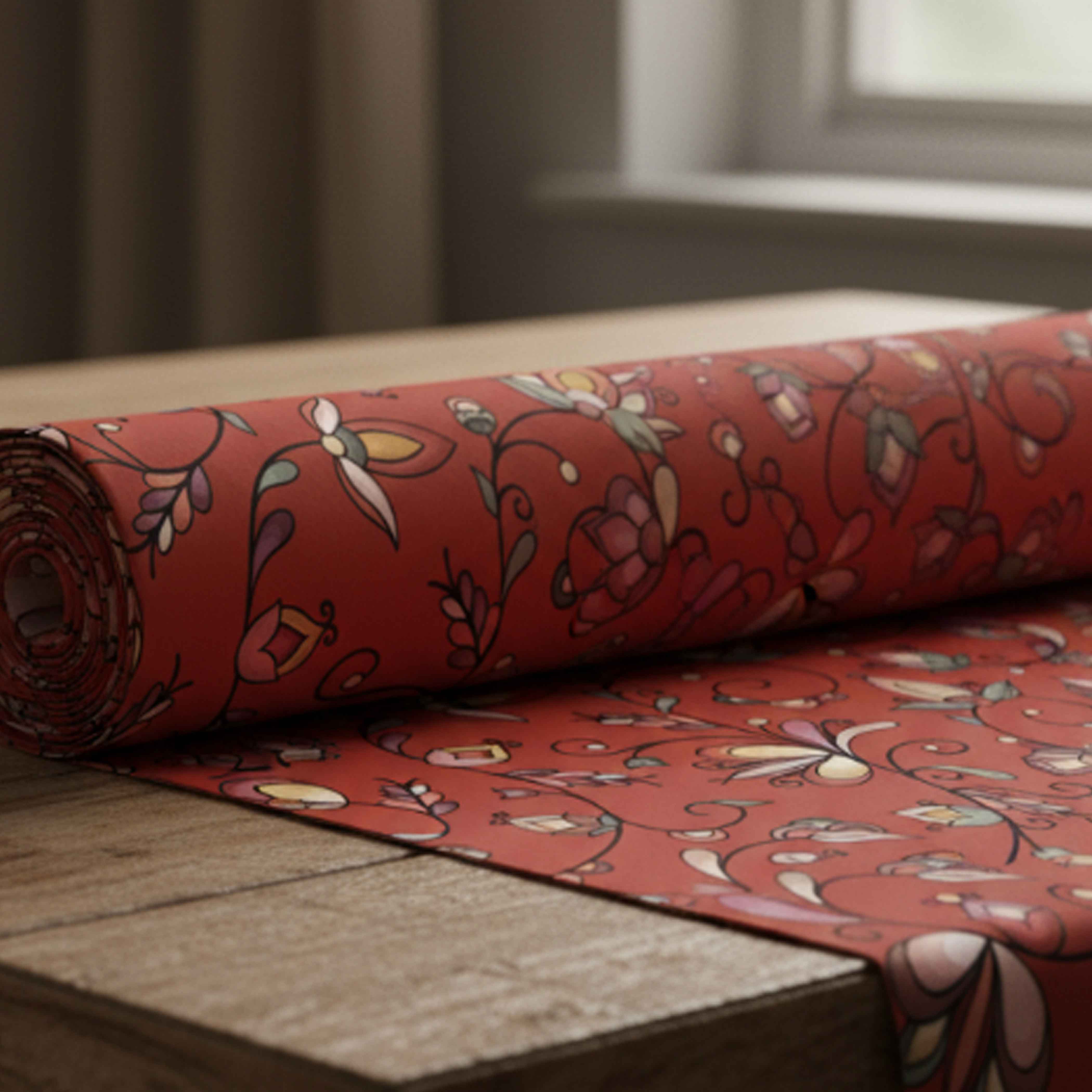 Burnt Sky Petals Red Cotton Poplin