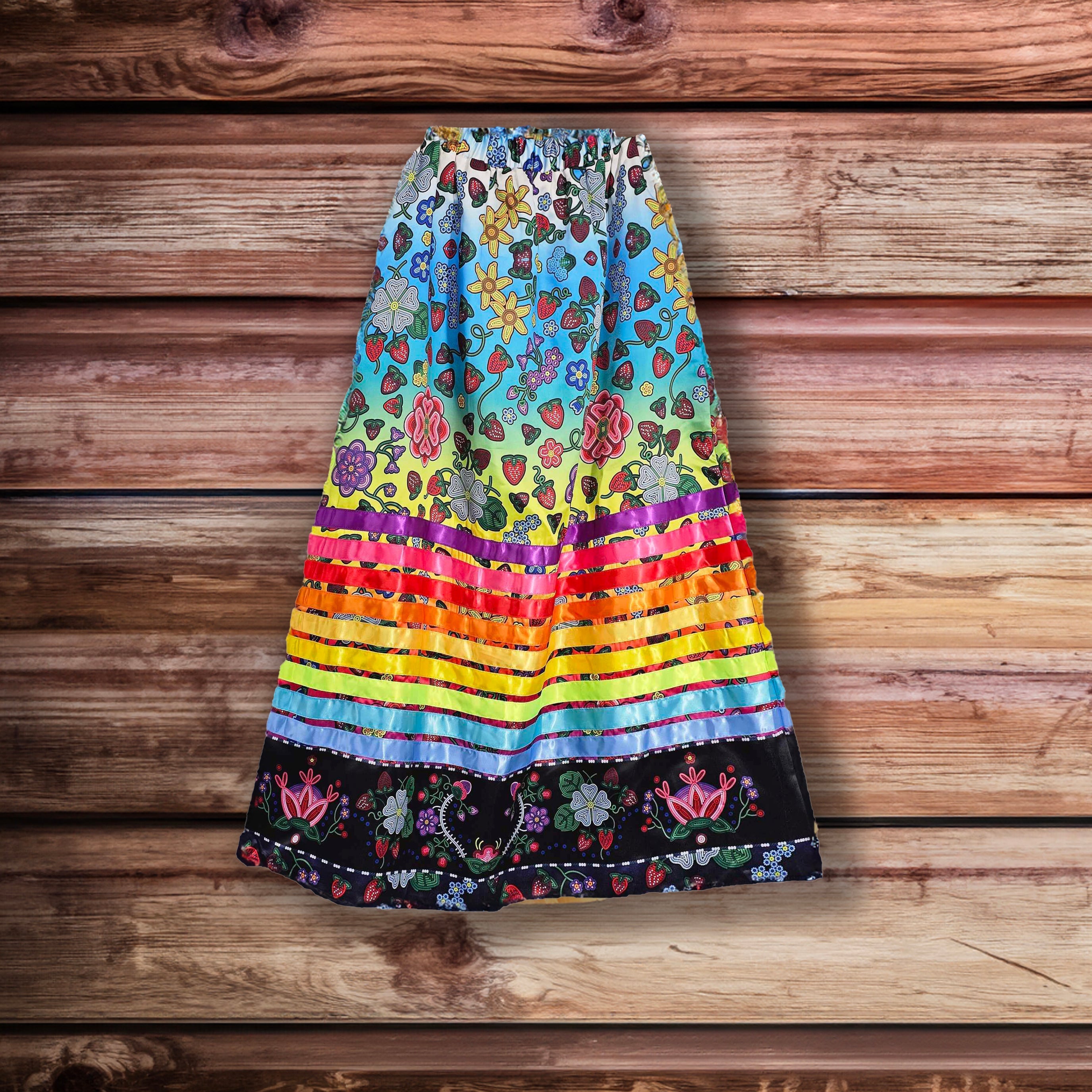 Berry Pop Rainbow Ribbon Skirt with Pockets and Underskirt Lining