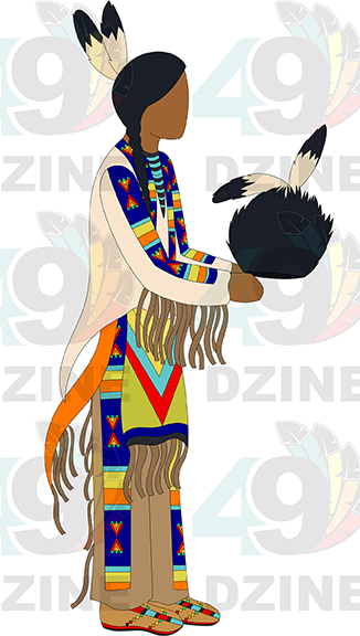 Blackfoot Man Holding Headdress Transfer (Various Sizes)