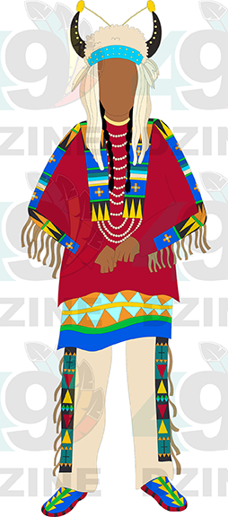 Blackfoot Man in Regalia with Headdress 1 Transfer (Various Sizes)