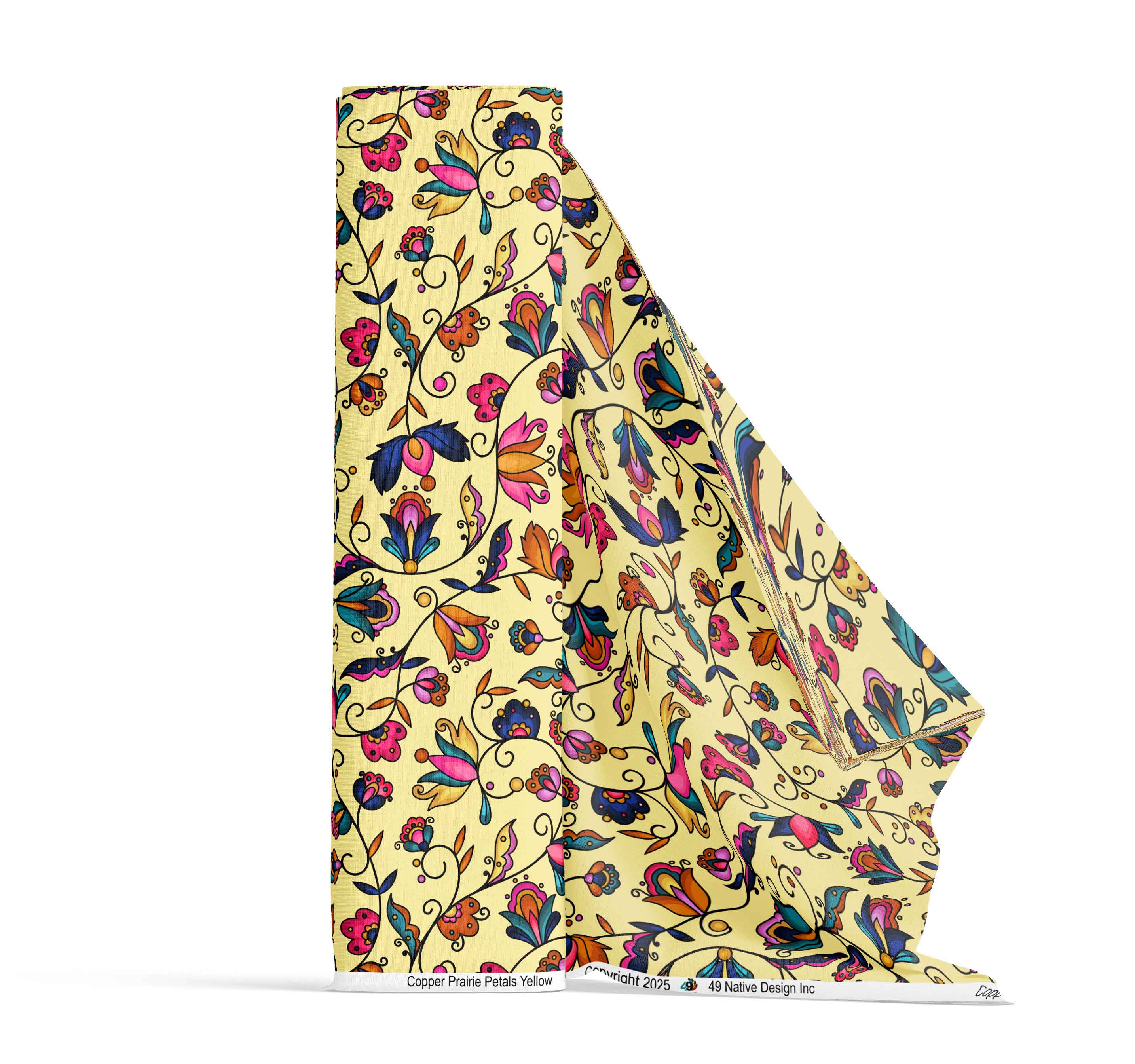 Copper Prairie Petals Yellow Cotton Poplin