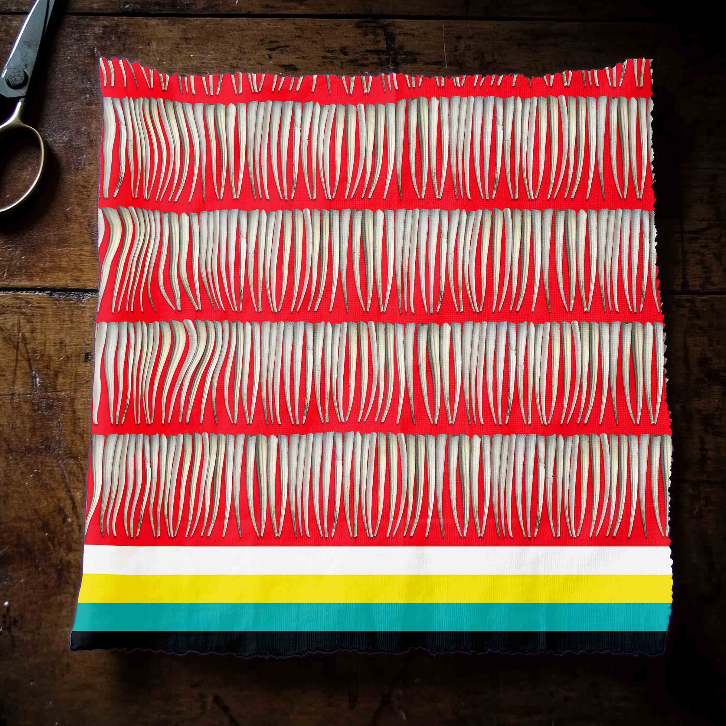 Dentalium on Red Cotton Poplin