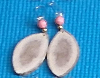 Denise Angasina Bryan Caribou Antler Earrings Coral Bead