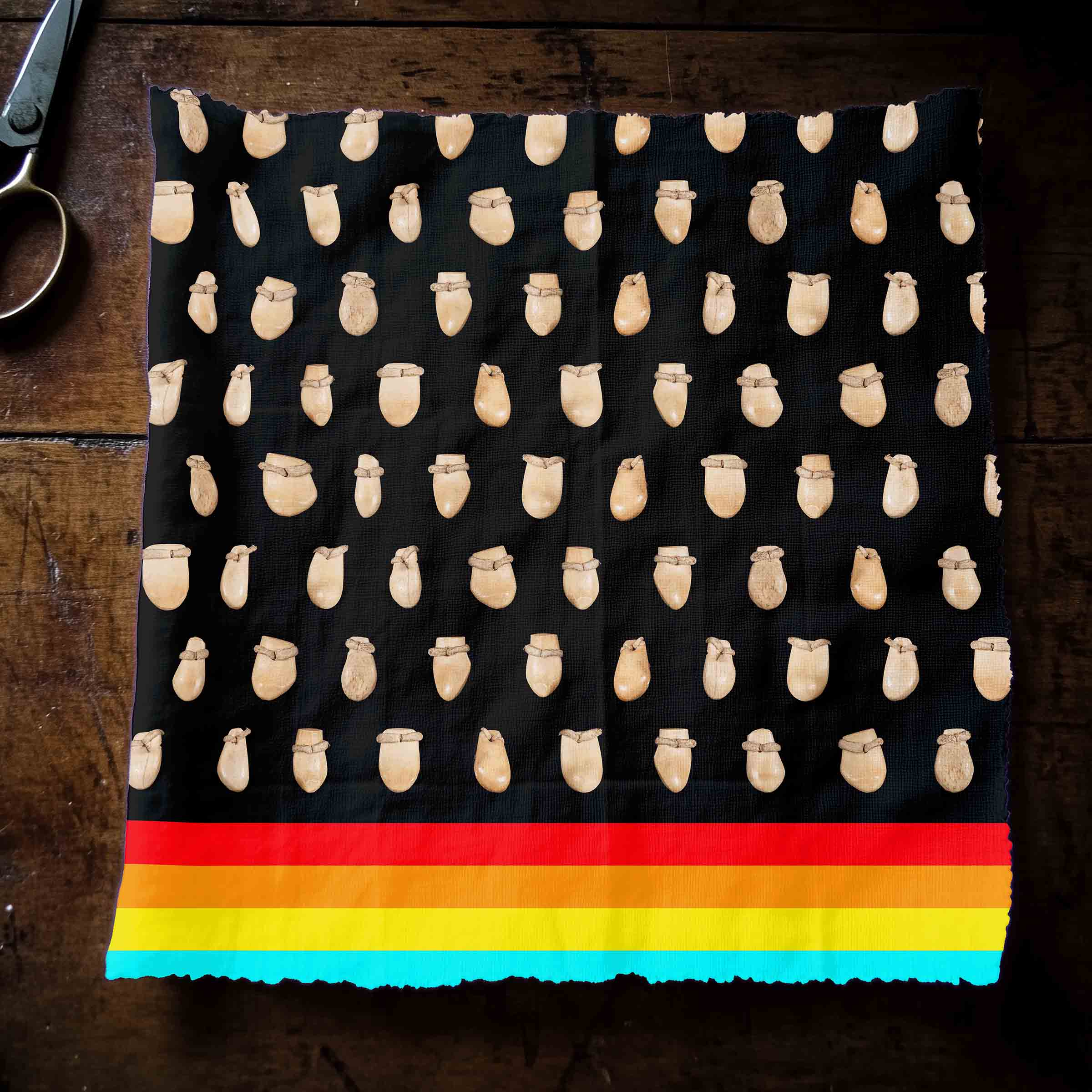 Elk Teeth on Black Cotton Poplin