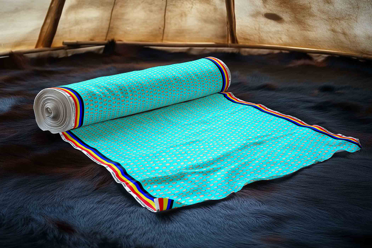 Elk Teeth on Turquoise Cotton Poplin