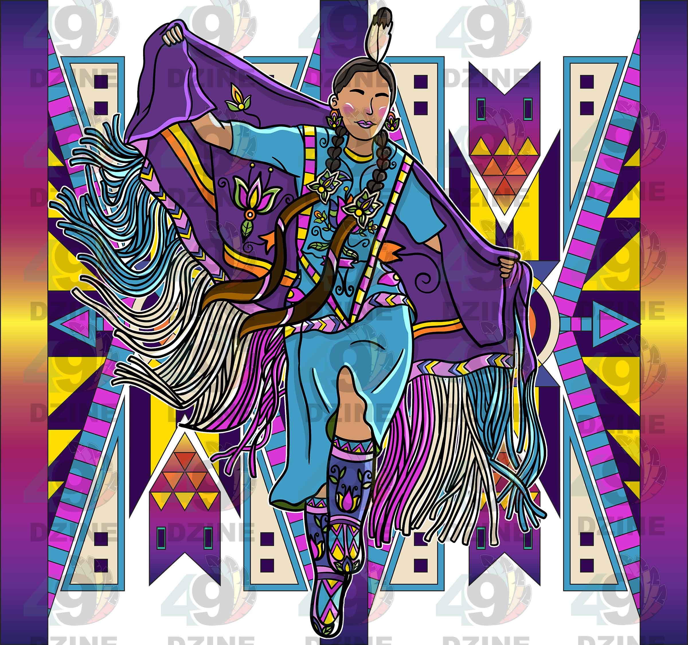 Fancy Dancer with background 3 Transfer (Various Sizes)