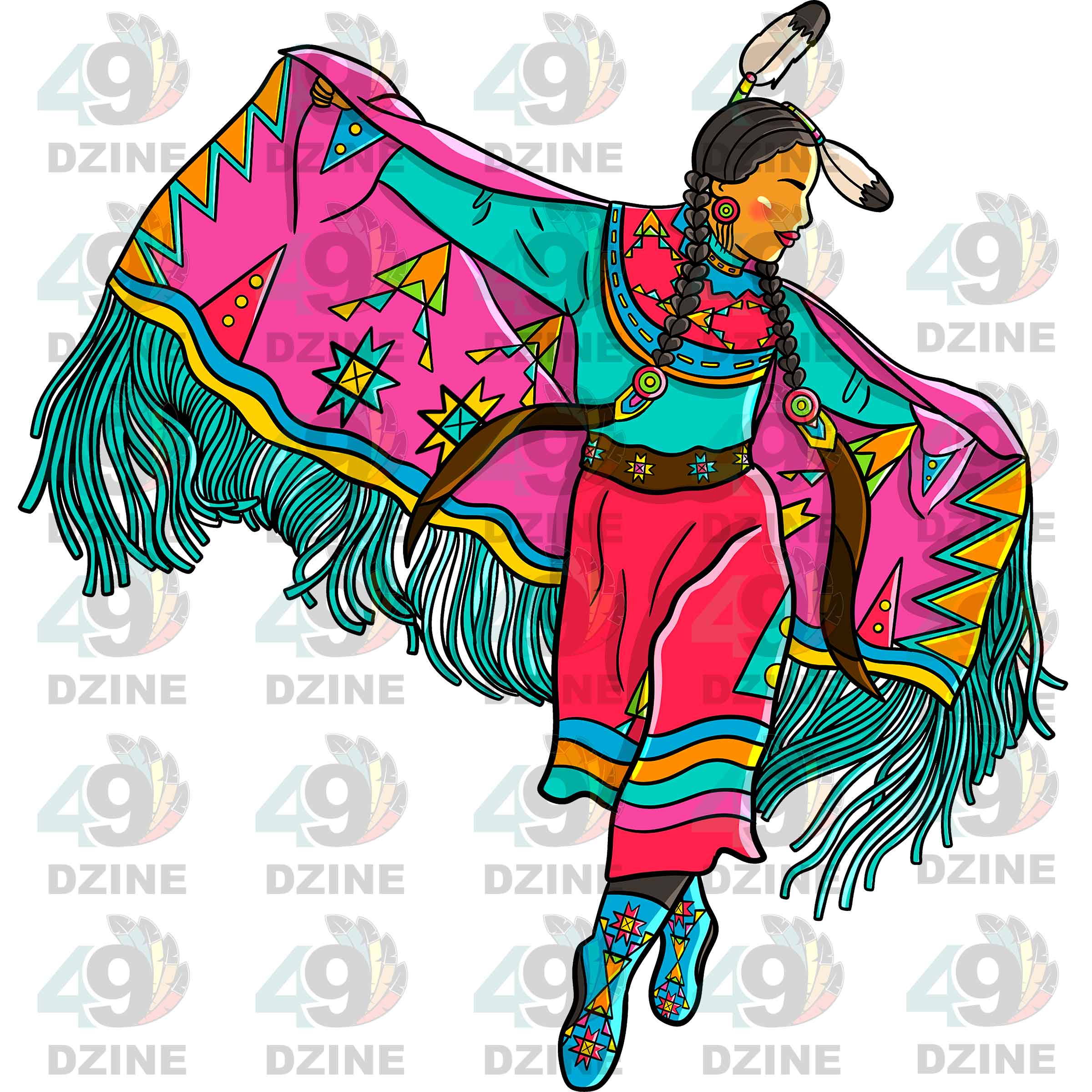 Fancy Shawl Dancer 1 Transfer (Various Sizes)