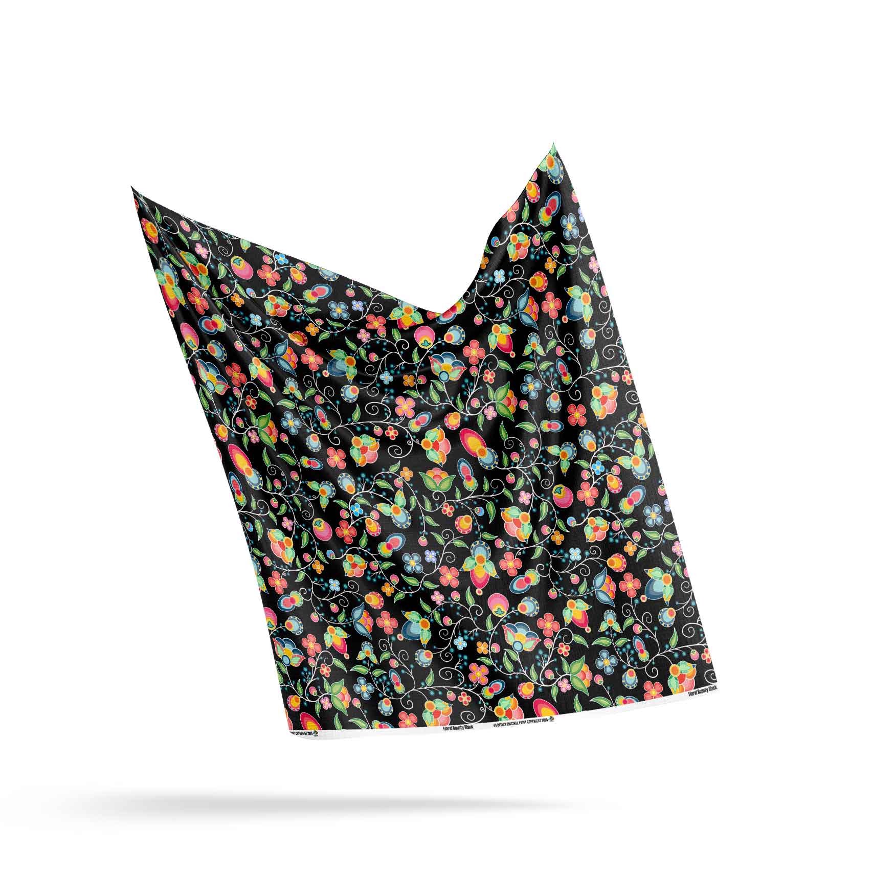 Floral Bounty Black Cotton Fabric