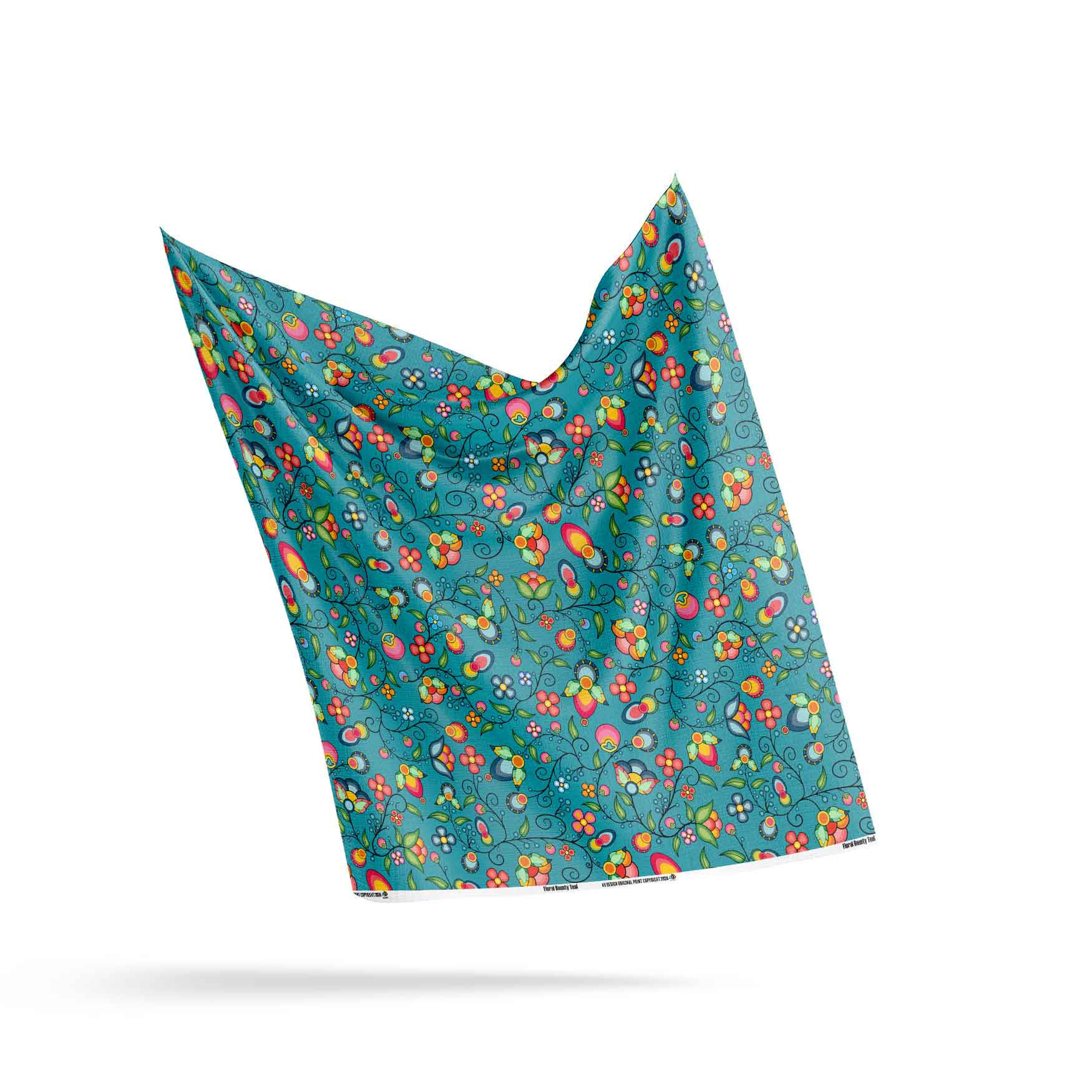 Floral Bounty Teal Cotton Fabric