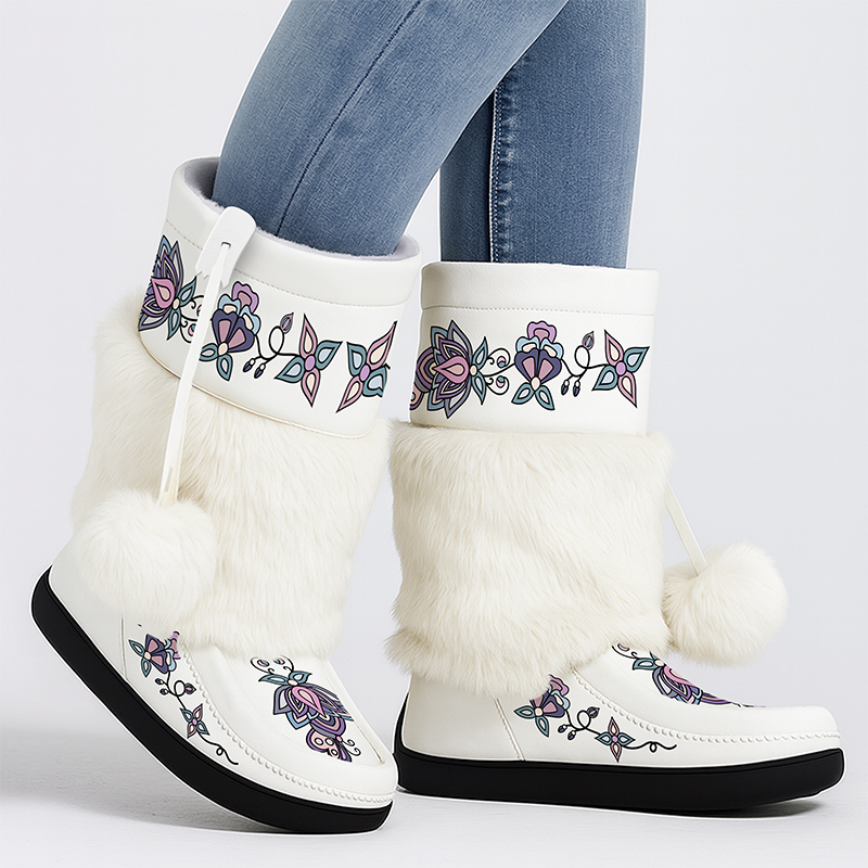 Snow Petal Spirit White Calf Height with Fur EU42 (Clearance)