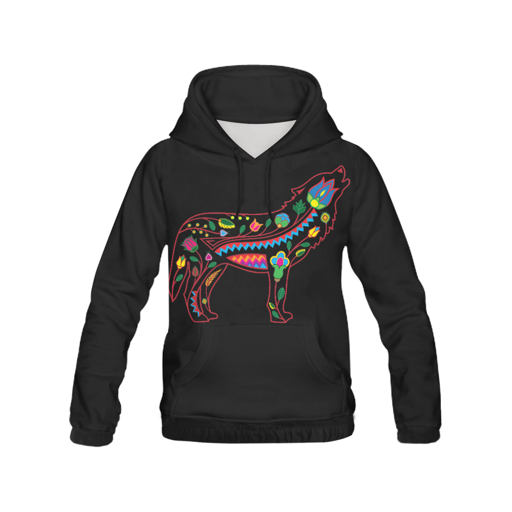Floral Wolf Pullover Hoodie
