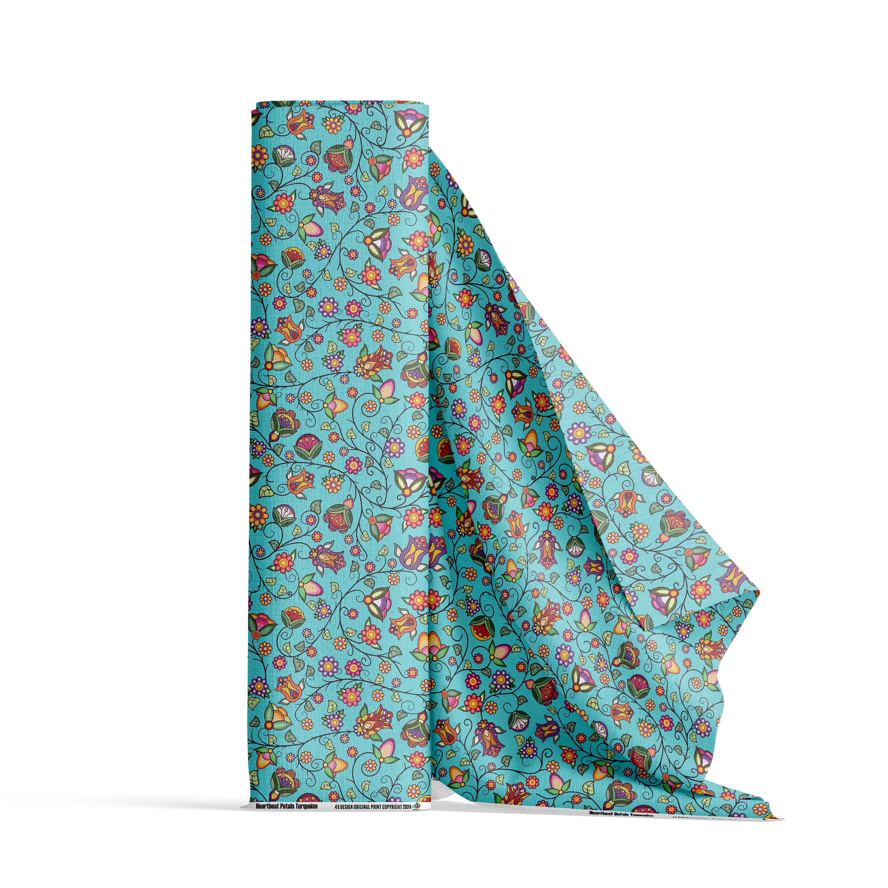 Heartbeat Petals Turquoise Cotton Fabric