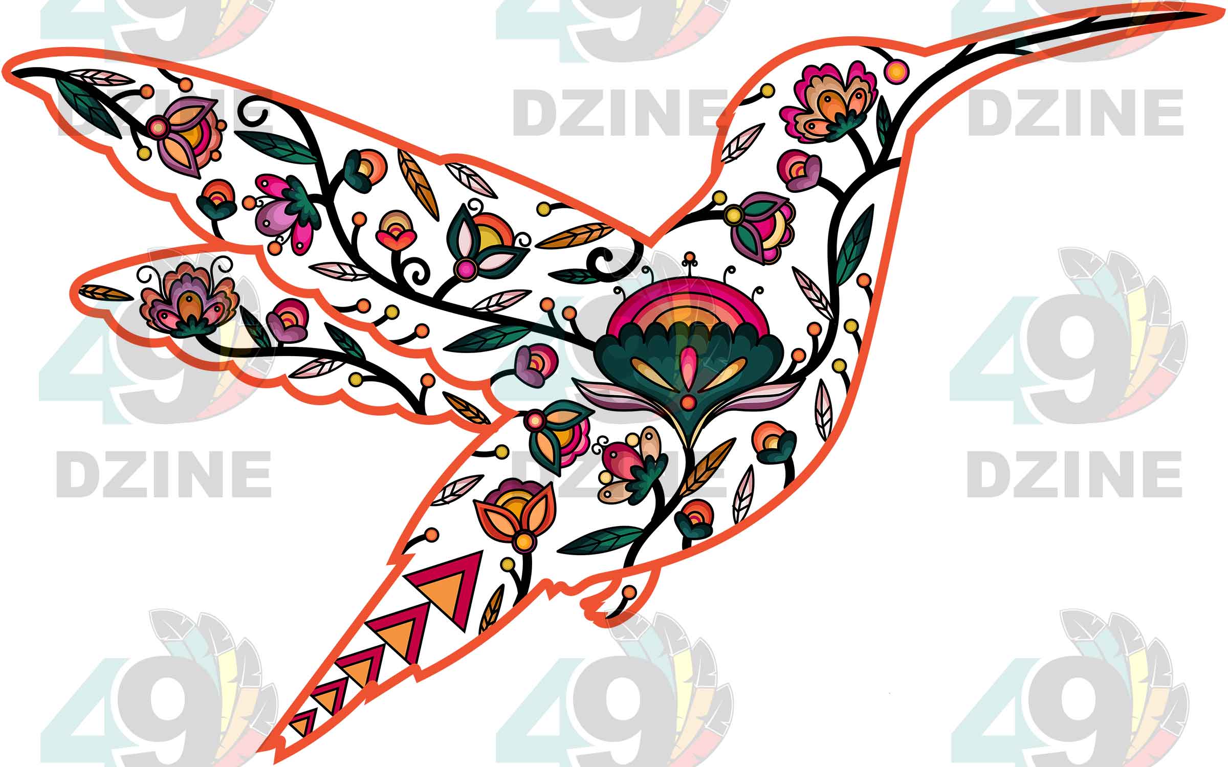 Hummingbird Floral Animals 01 UV Sticker