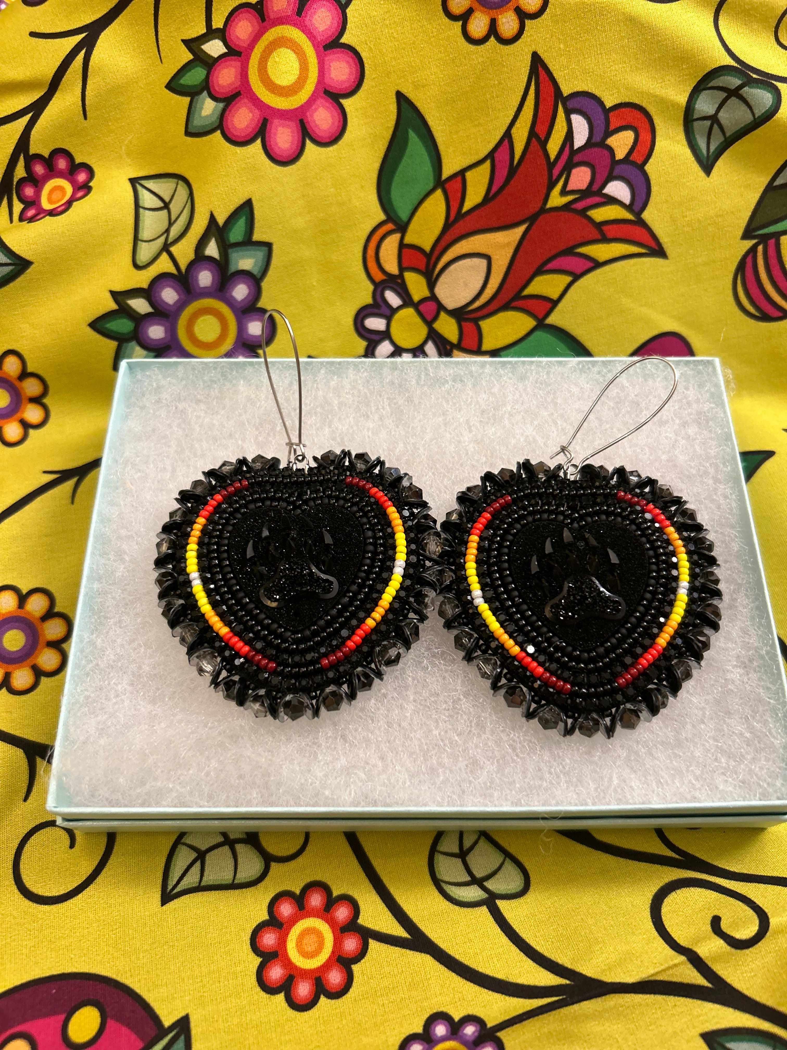Karin Moen Black Heart & Fire Color Earrings