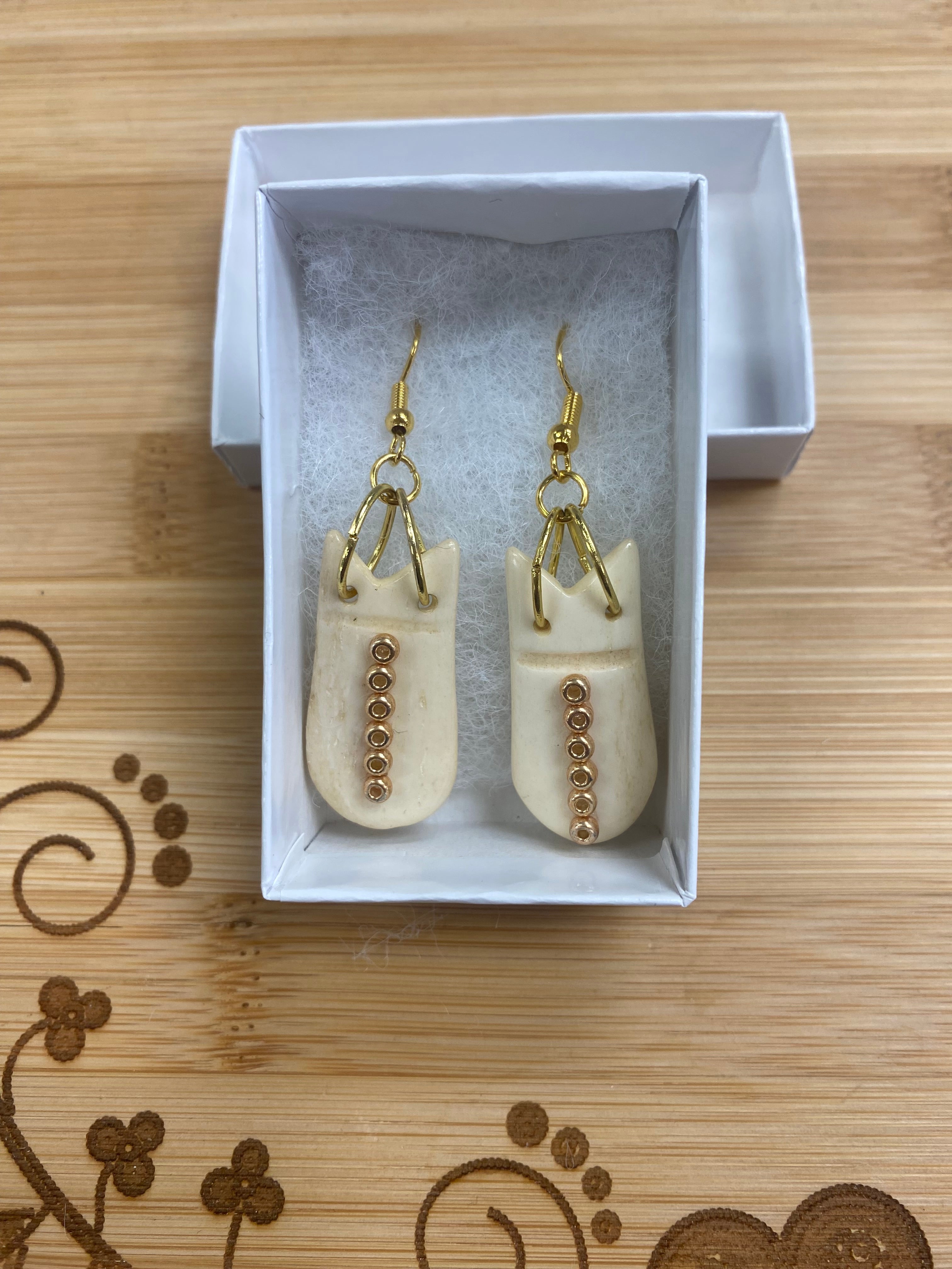 Mikey Runningbird Elk Teeth Earrings