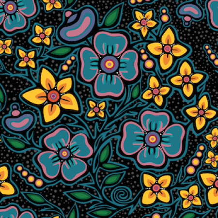 Jackie Traverse Ojibway Florals Cotton Black 01