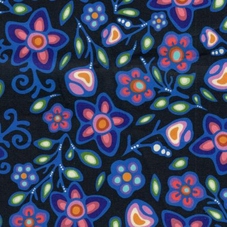 Jackie Traverse Ojibway Florals Cotton Black 04