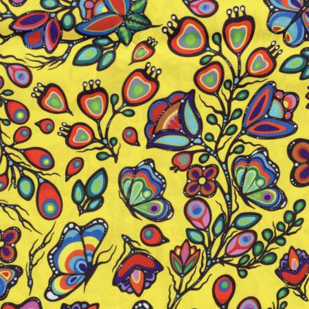 Jackie Traverse Ojibway Florals Cotton Yellow 05