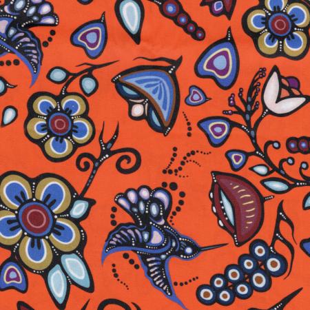 Jackie Traverse Ojibway Florals Cotton Orange 06