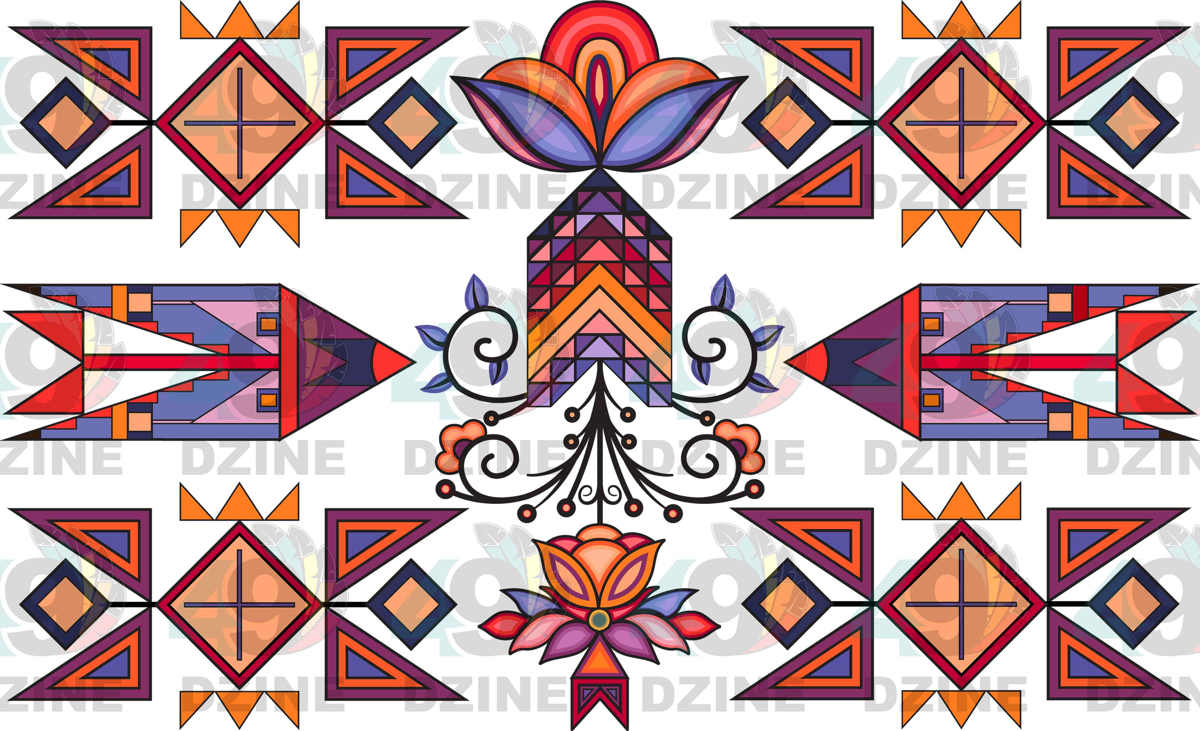 Spirit Blossom Harmony Geometric Element 5 Transfer (Various Sizes)