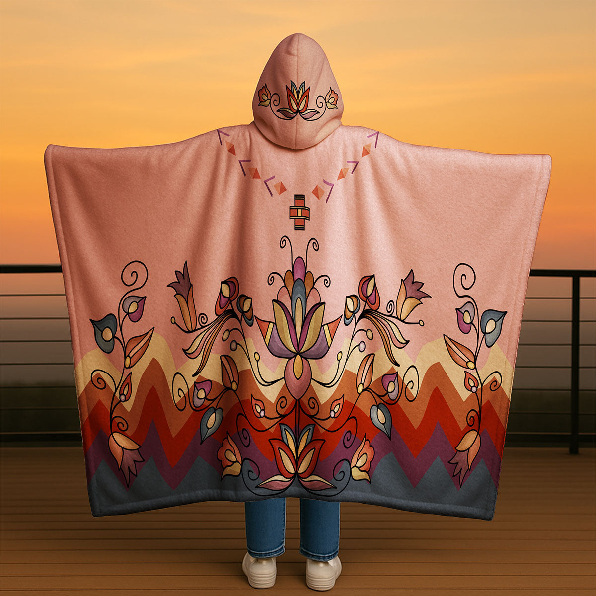 Ember Blossom Hooded Blanket
