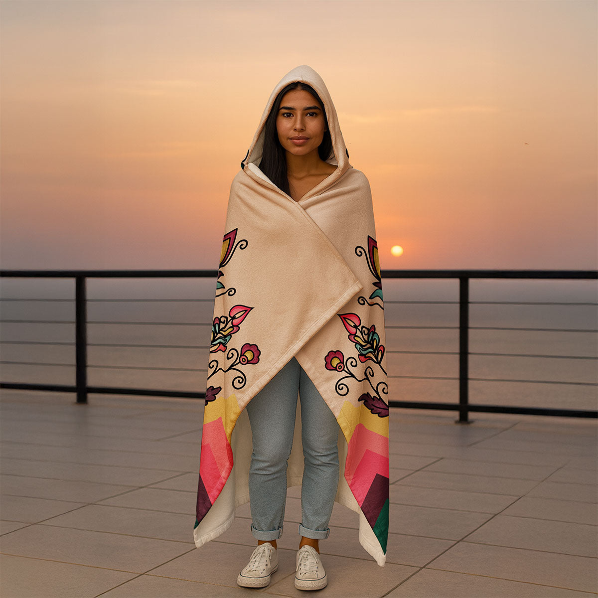 Golden Harvest Bloom Hooded Blanket