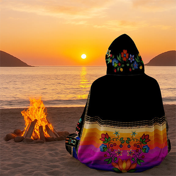 Beaded Offering Black Hooded Blanket