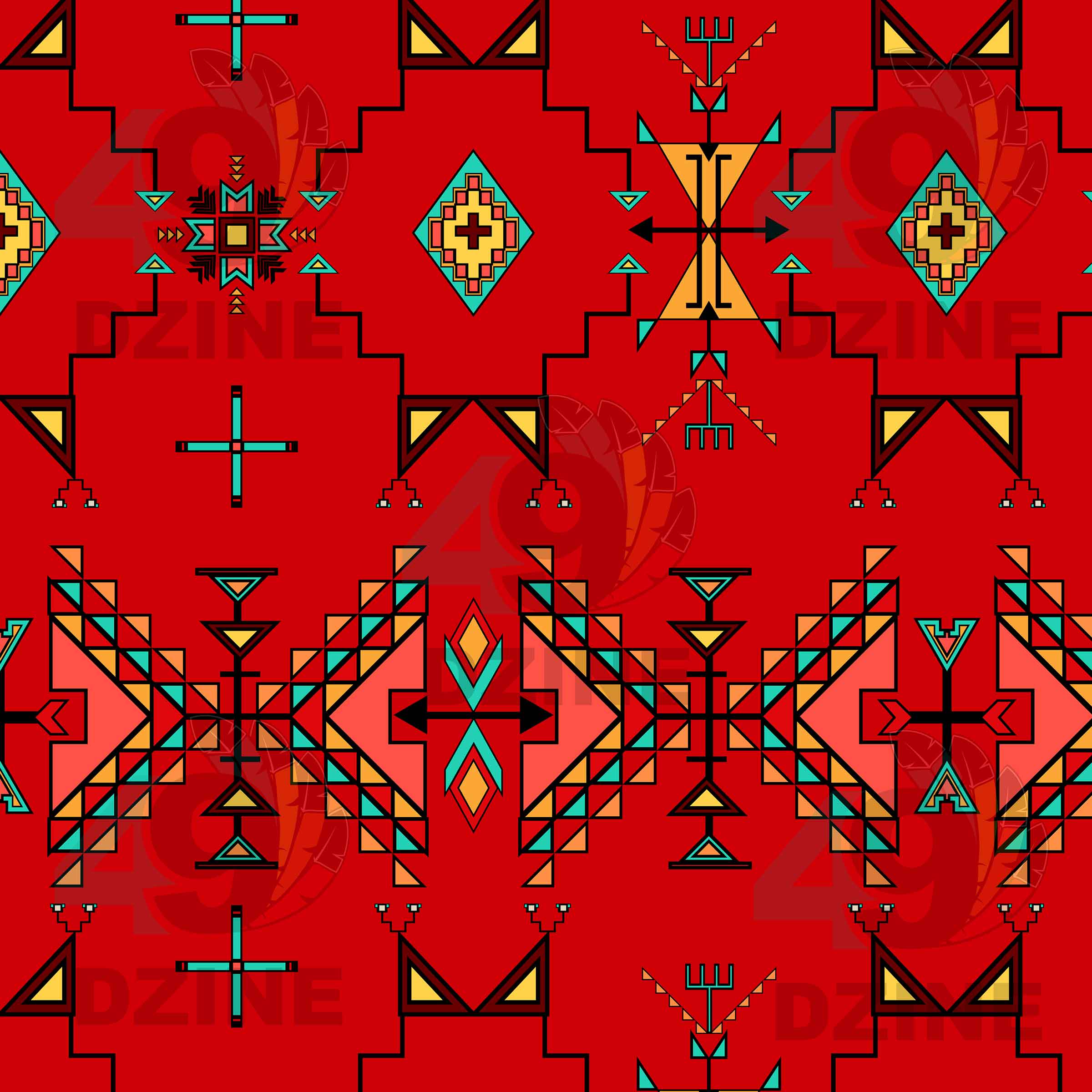 Thunder Flight Red Cotton Poplin