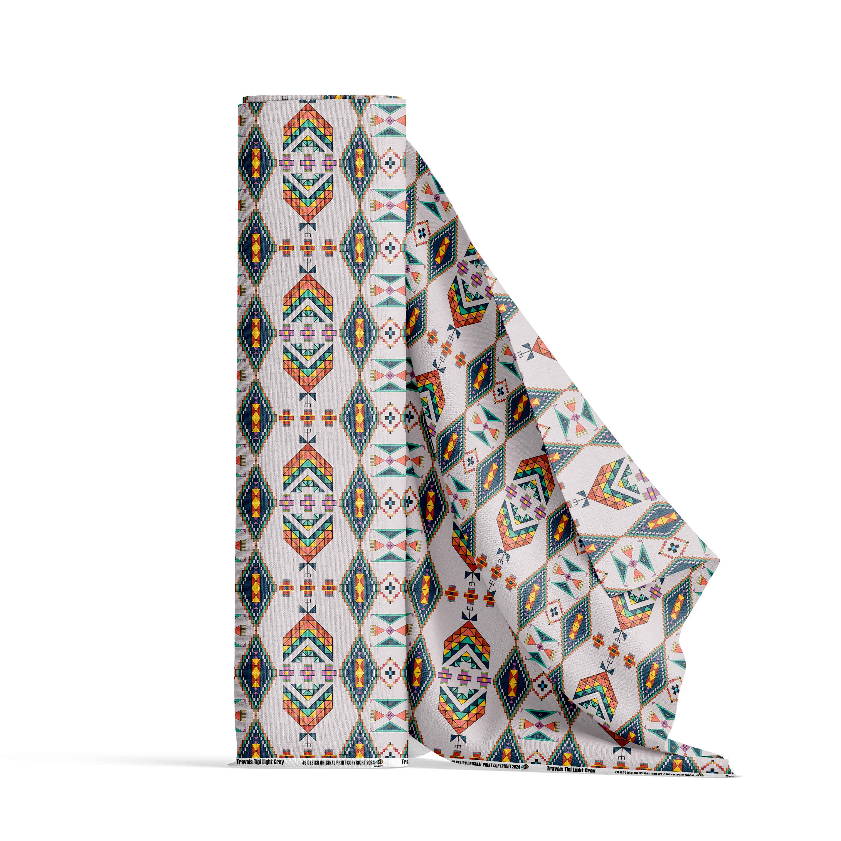 Travois Tipi Light Grey Cotton Fabric